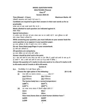 HPBOSE Class 9th Healthcare Sample Question Papers 2025