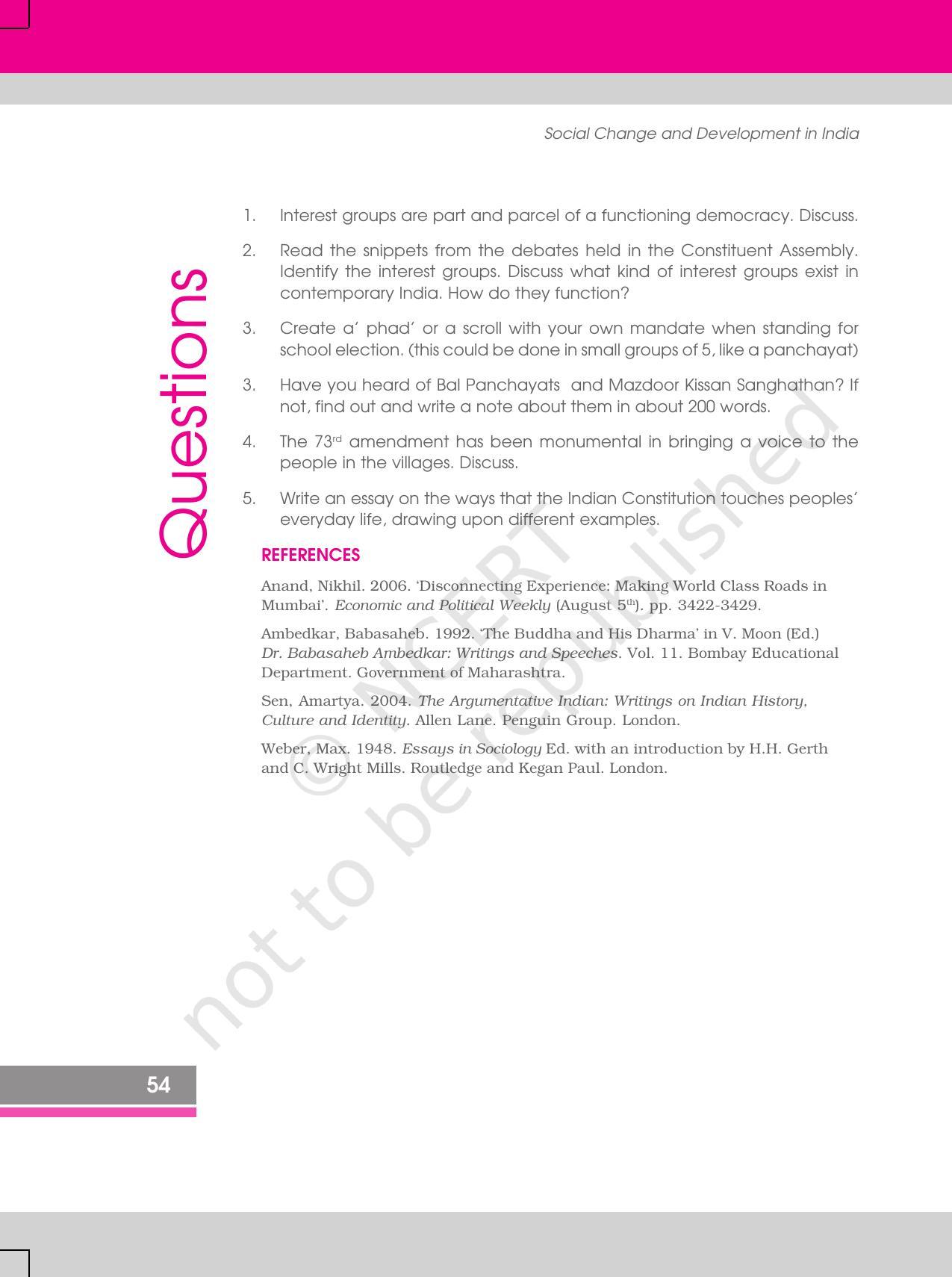 NCERT Book for Class 12 Sociology (Social Change and Development in India) Chapter 3 The Story of Indian Democracy - Page 20
