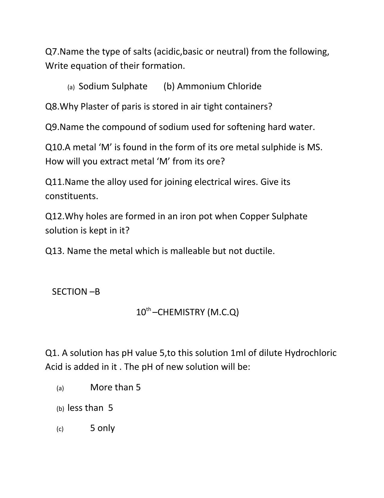 CBSE Worksheets for Class 10 Chemistry Assignment 4 - Page 2