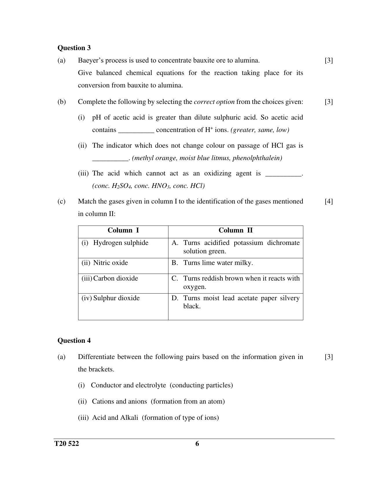 ICSE Class 10 Science Paper 2 (Chemistry) 2020 Question Paper - Page 6