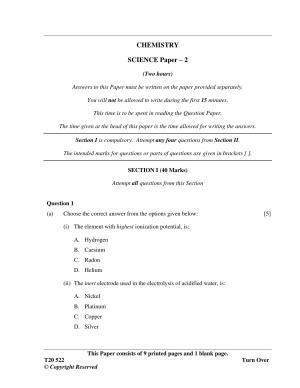 ICSE Class 10 Science Paper 2 (Chemistry) 2020 Question Paper