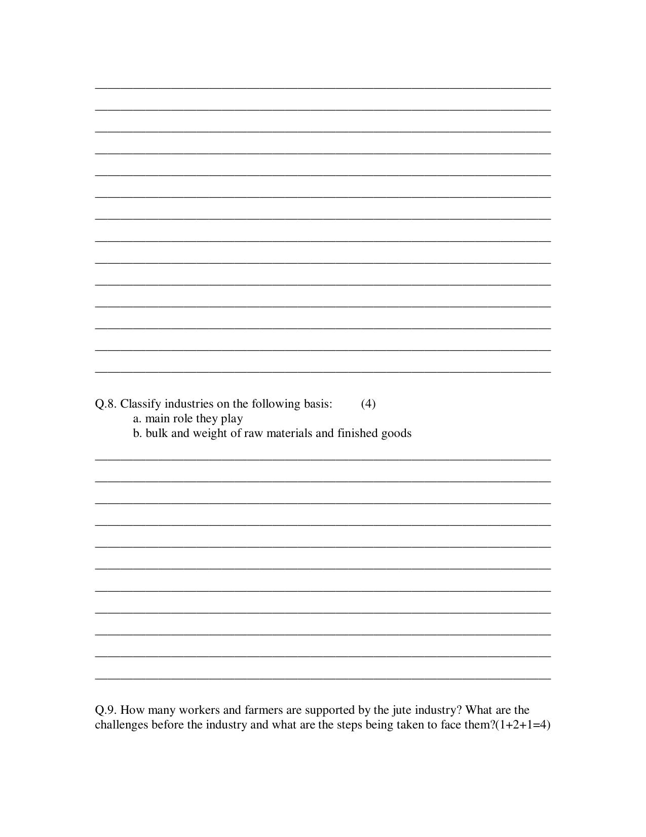 CBSE Worksheets for Class 10 Social Science Geography Manufacturing Industries Assignment - Page 4