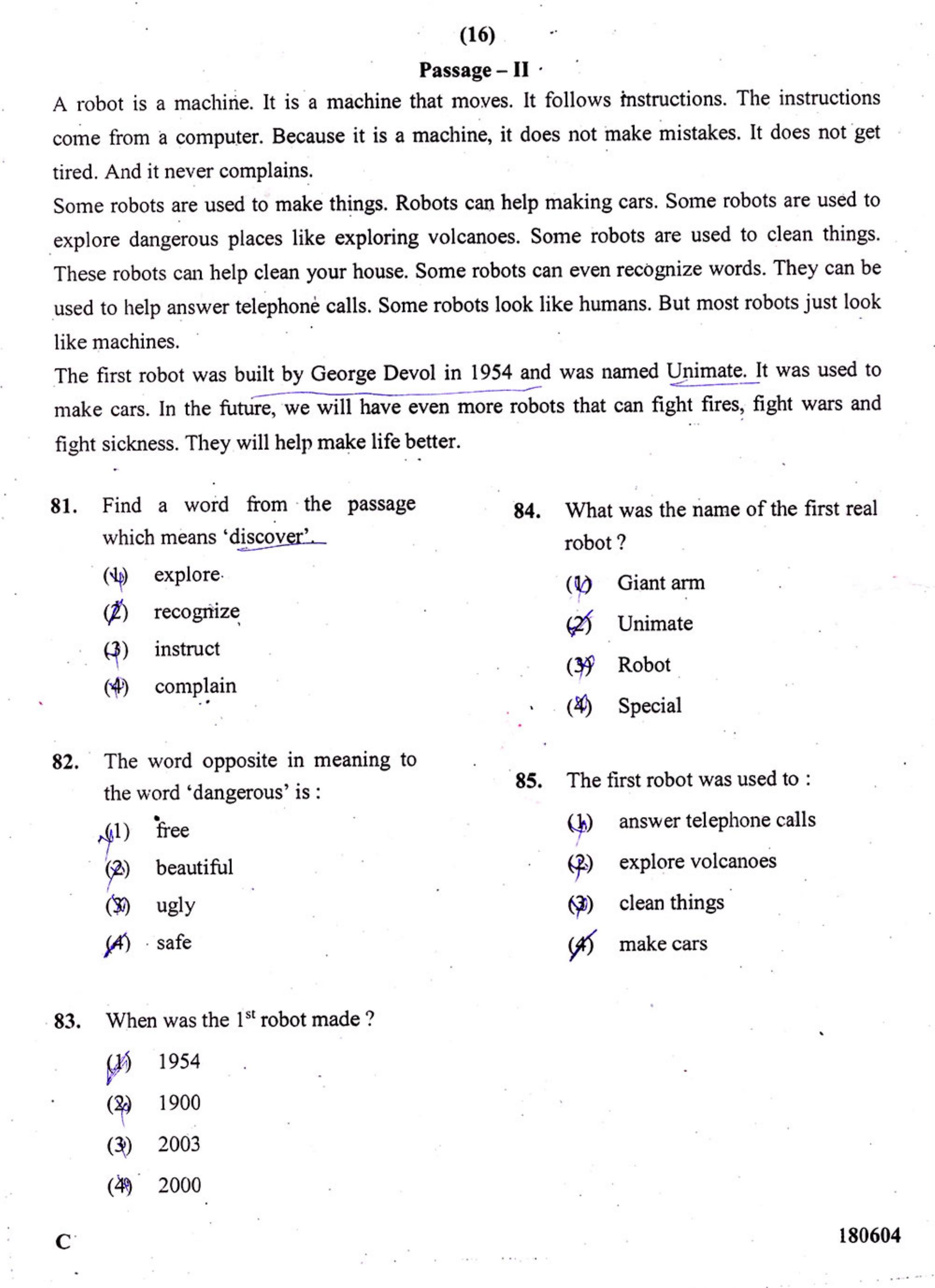JNVST Class 6 2018 Question Paper with Solutions - Page 16