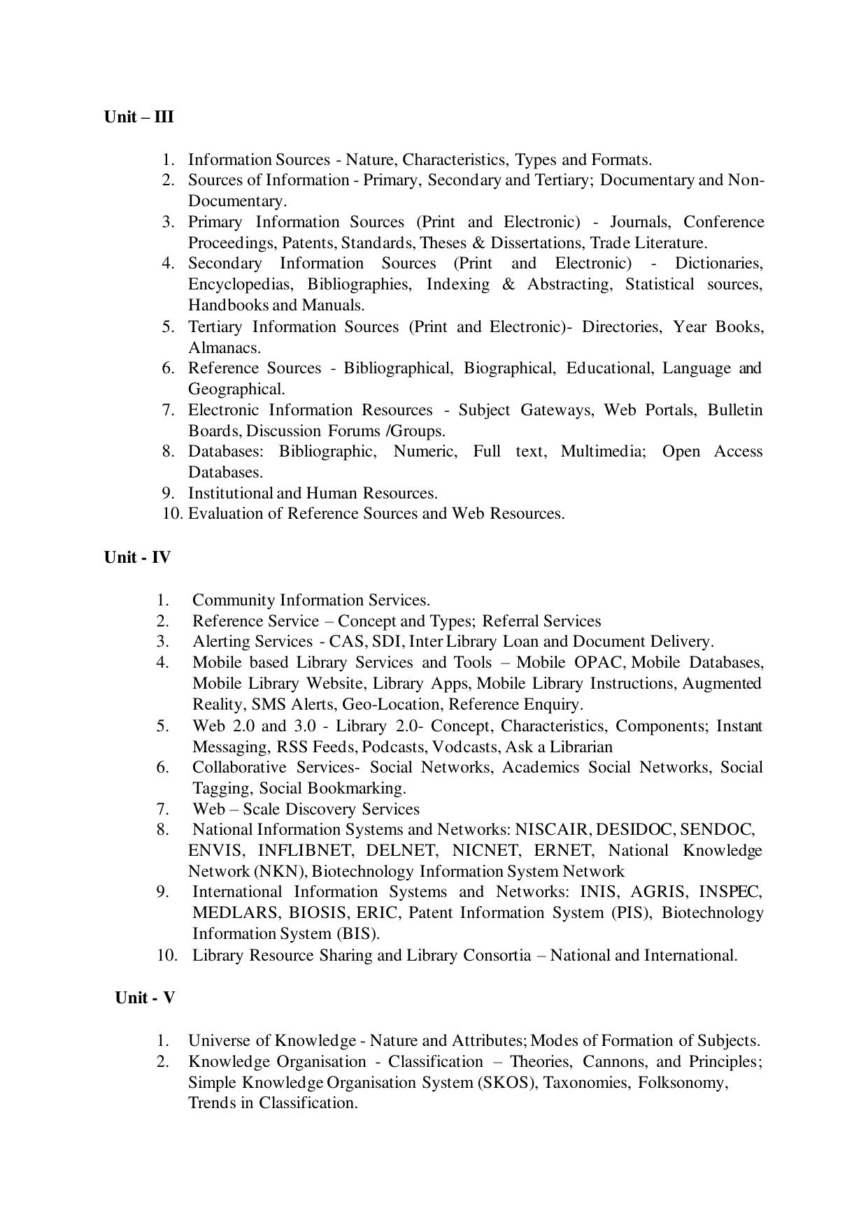 TNSET Syllabus - Library and Information Science - Page 3