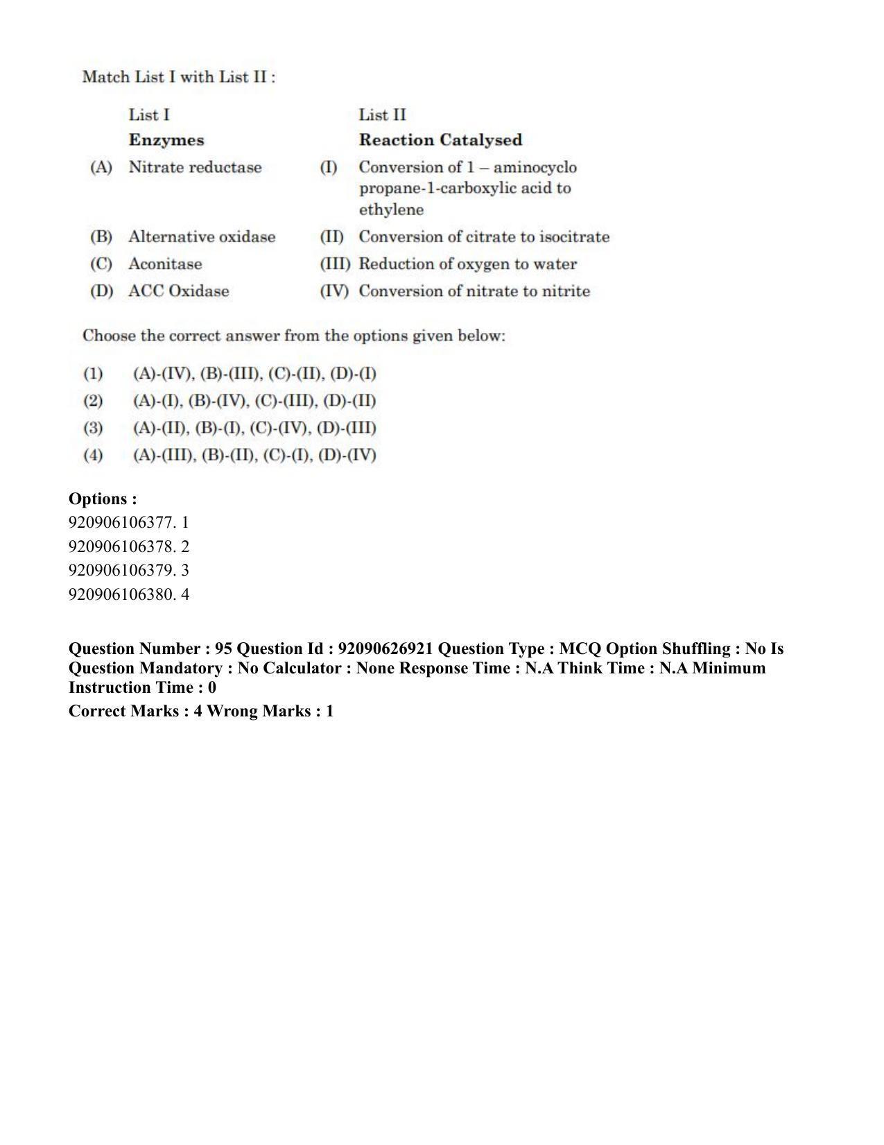 CUET PG 2023: SCQP07 – Botany (Eng) - Shift 3 (26-06-2023) Question Paper - Page 94