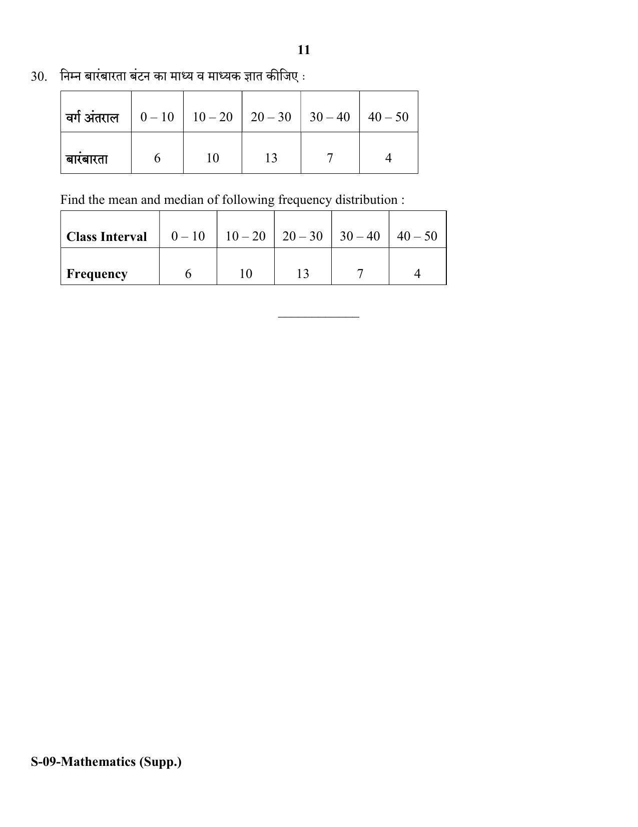 RBSE Class 10 Mathematics (Supp.) 2018 Question Paper - Page 11