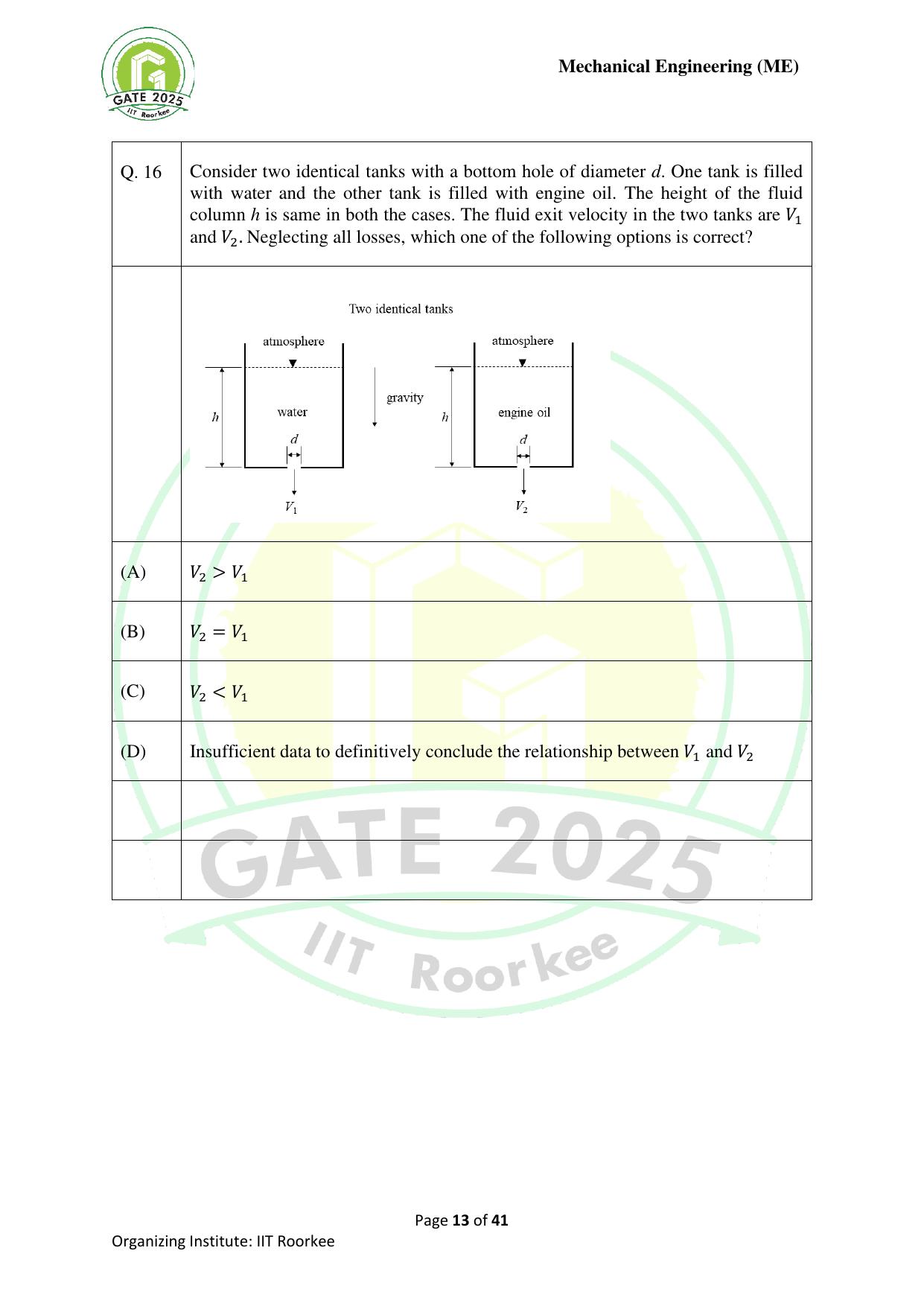 GATE 2025 Mechanical Engineering (ME) Question Paper - Page 13