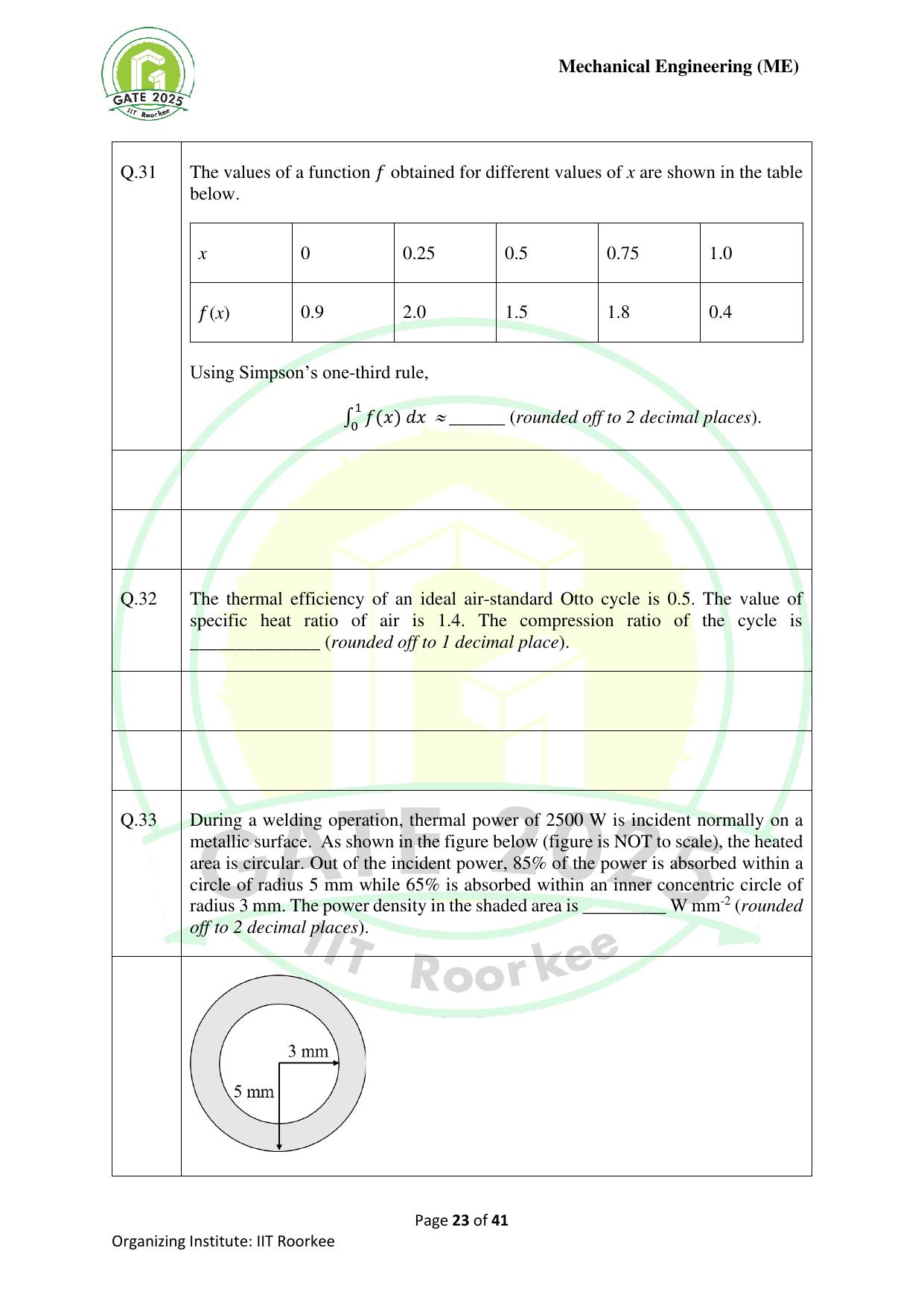GATE 2025 Mechanical Engineering (ME) Question Paper - Page 23