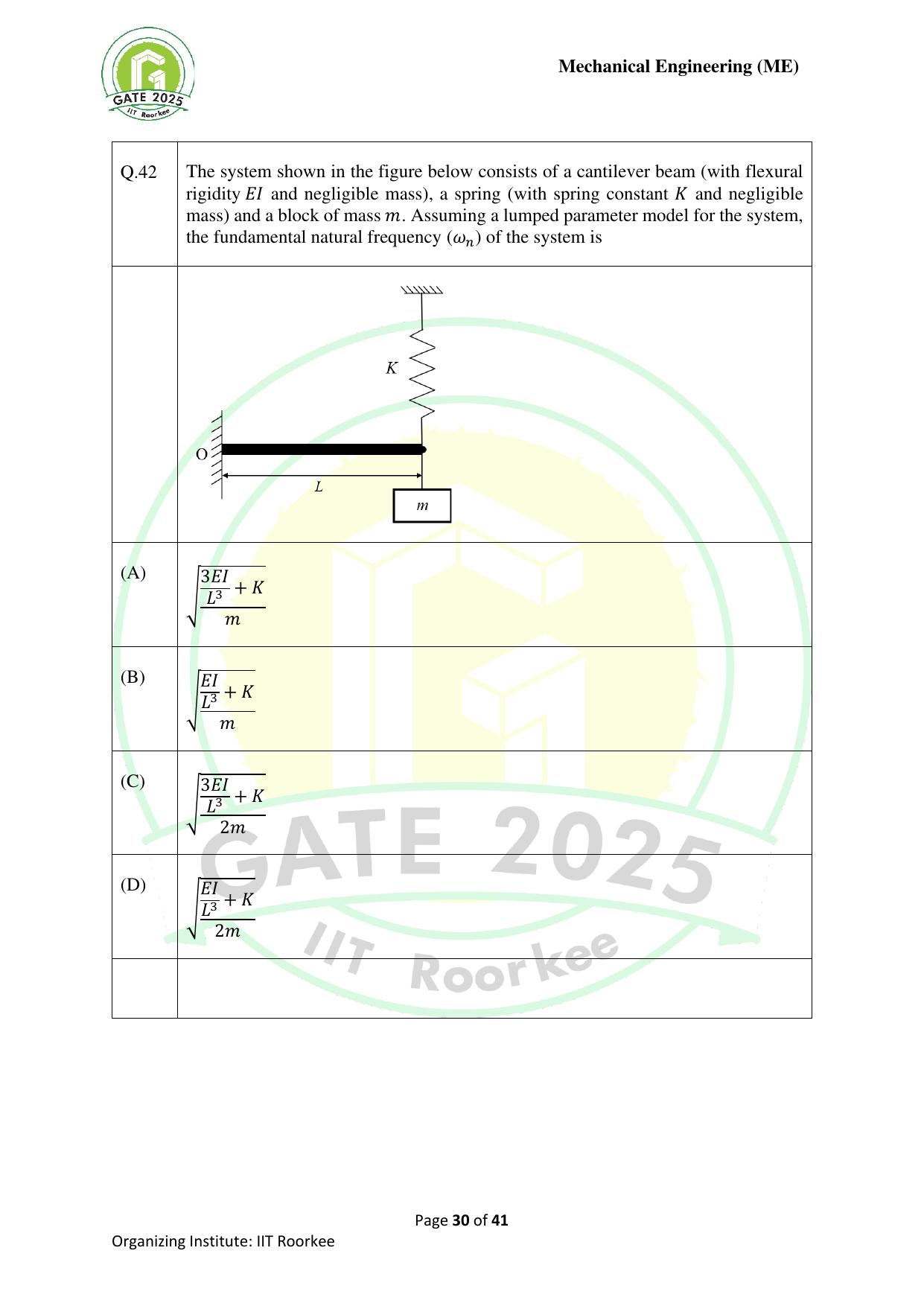 GATE 2025 Mechanical Engineering (ME) Question Paper - Page 30