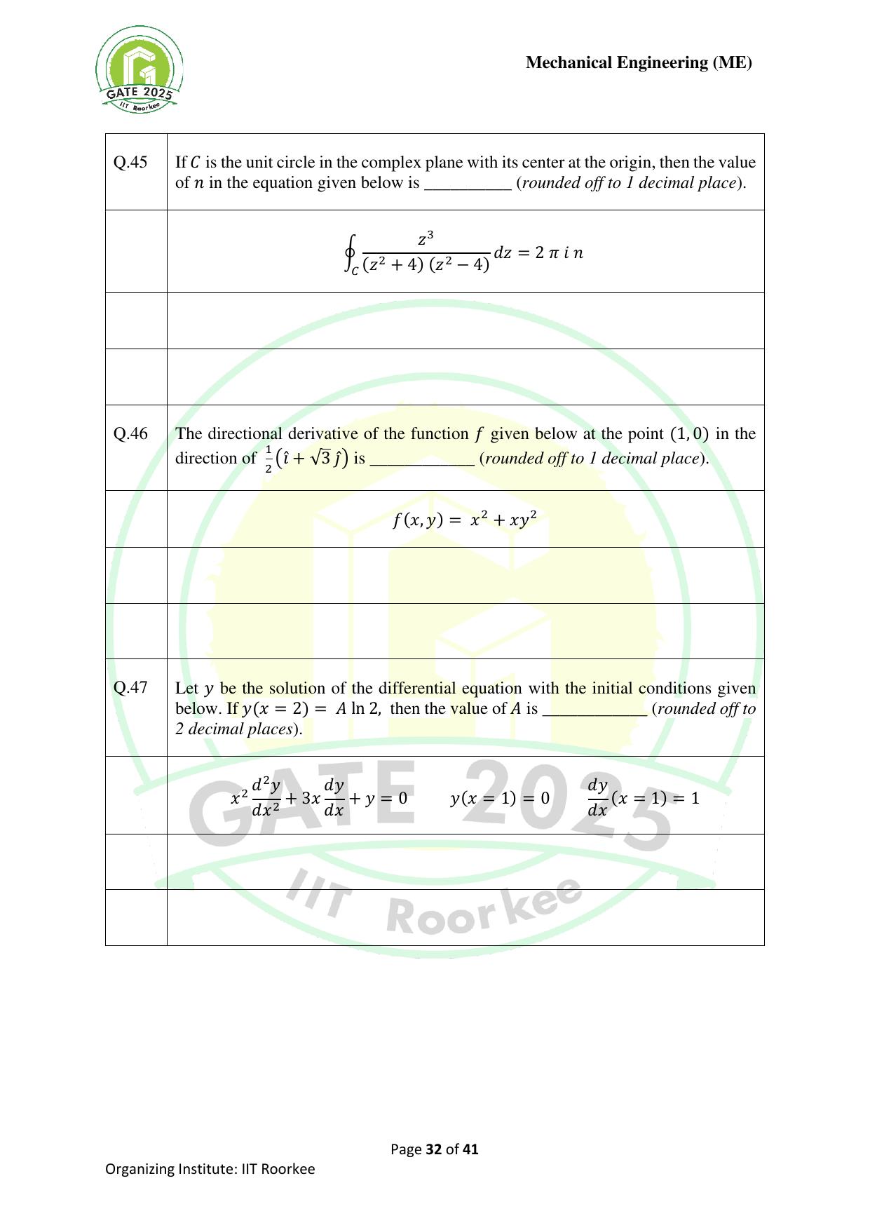 GATE 2025 Mechanical Engineering (ME) Question Paper - Page 32