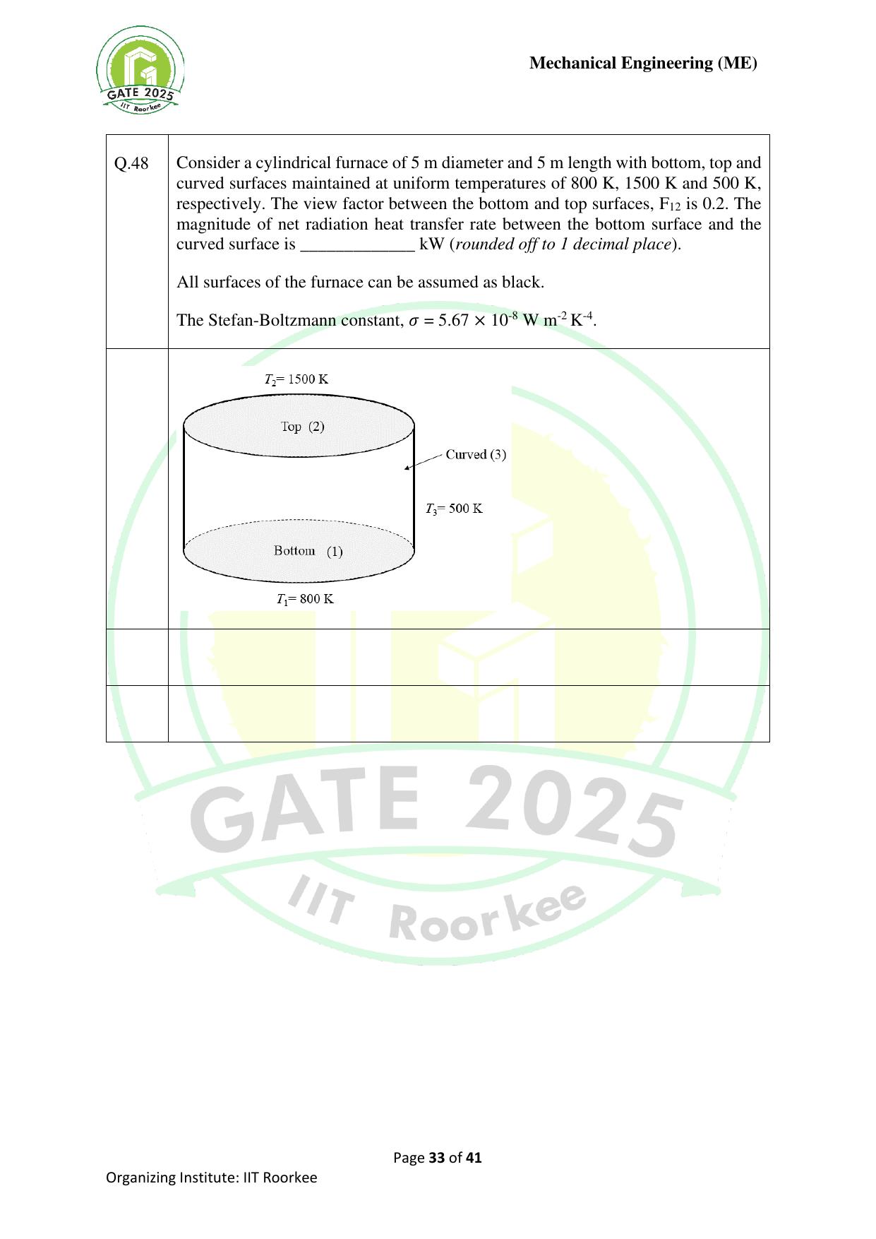 GATE 2025 Mechanical Engineering (ME) Question Paper - Page 33