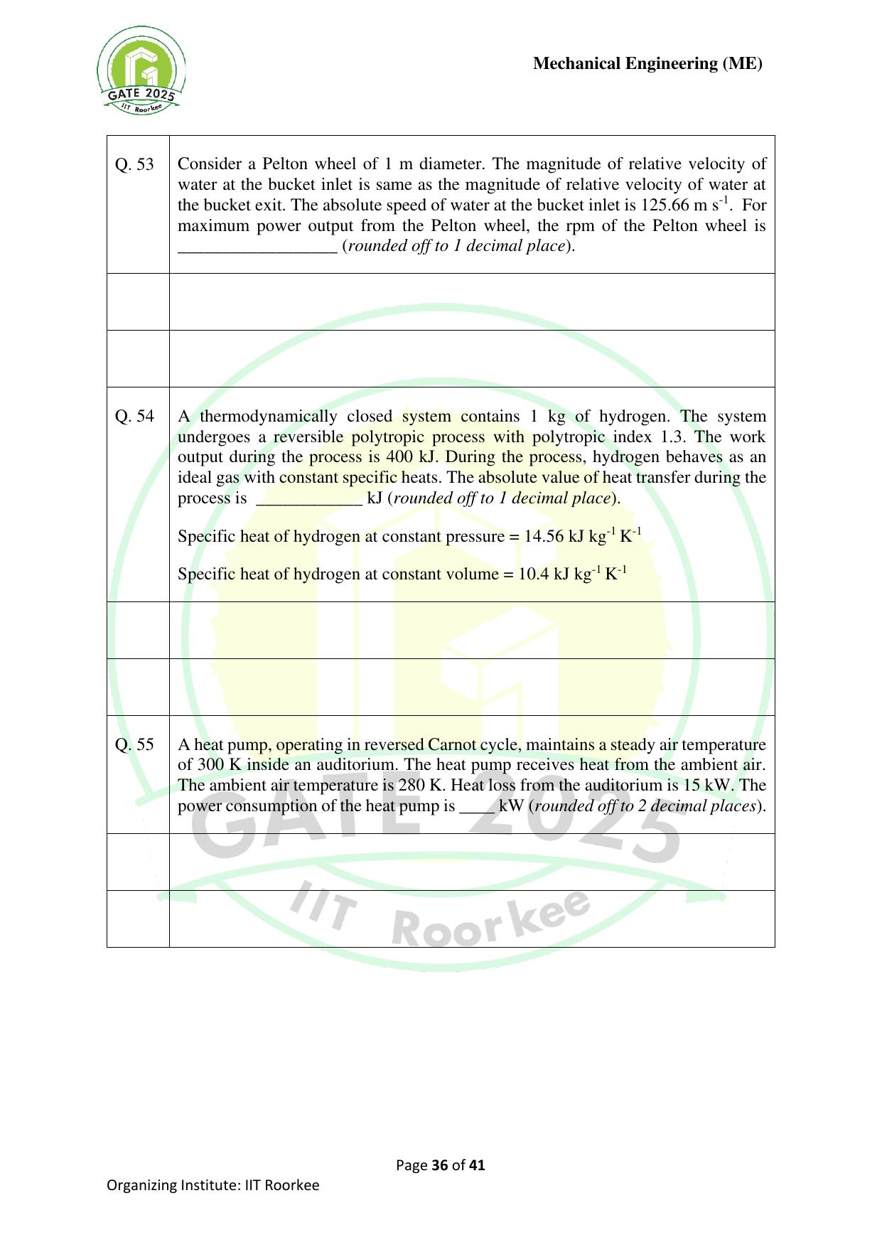 GATE 2025 Mechanical Engineering (ME) Question Paper - Page 36