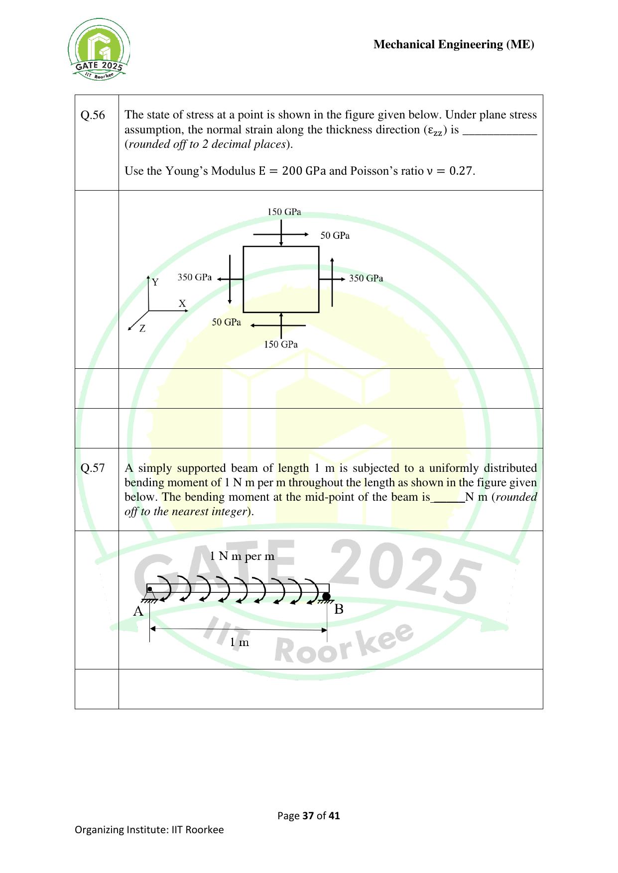 GATE 2025 Mechanical Engineering (ME) Question Paper - Page 37