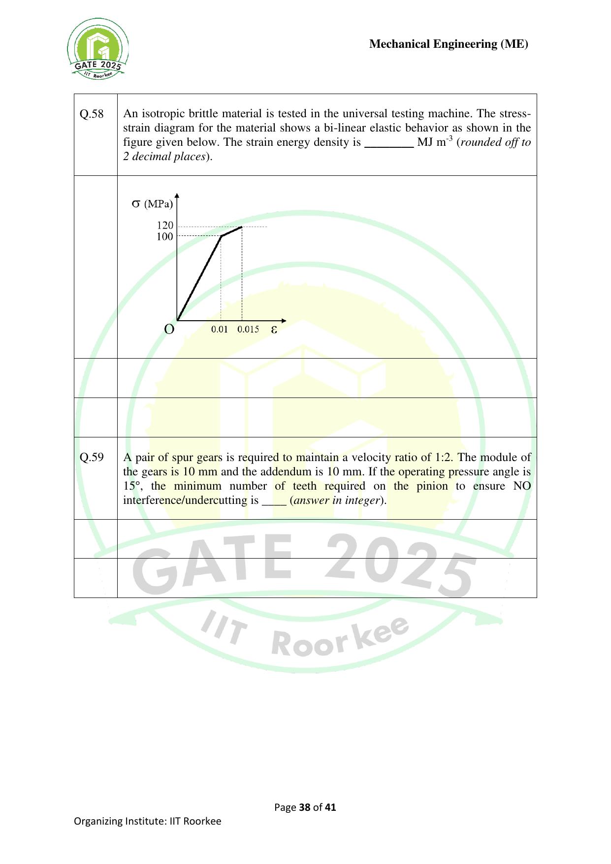 GATE 2025 Mechanical Engineering (ME) Question Paper - Page 38