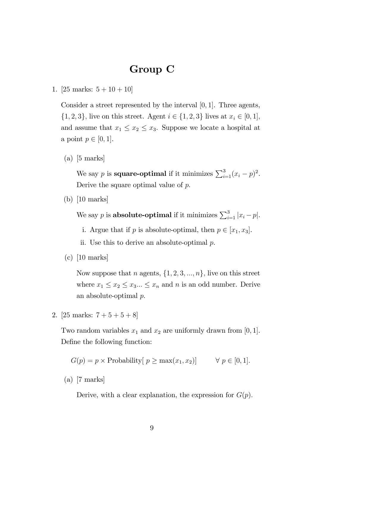 ISI Admission Test M.S.(QE) PEB 2019 Sample Paper - Page 9