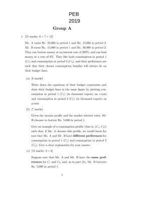 ISI Admission Test M.S.(QE) PEB 2019 Sample Paper