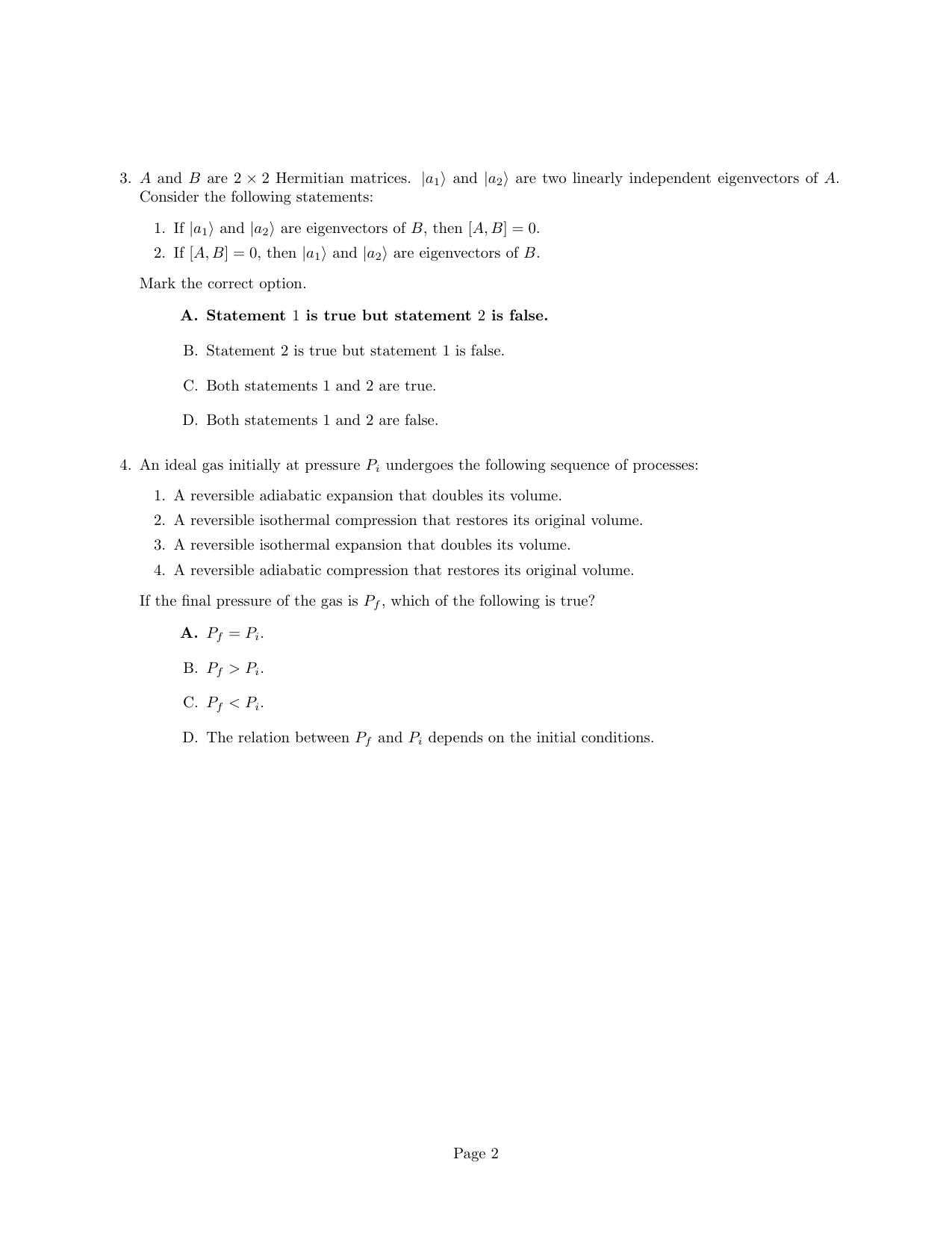 JEST 2024 Physics Question Paper with  Answer key - Page 2