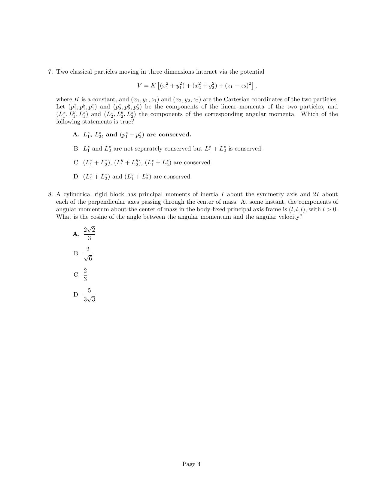 JEST 2024 Physics Question Paper with  Answer key - Page 4