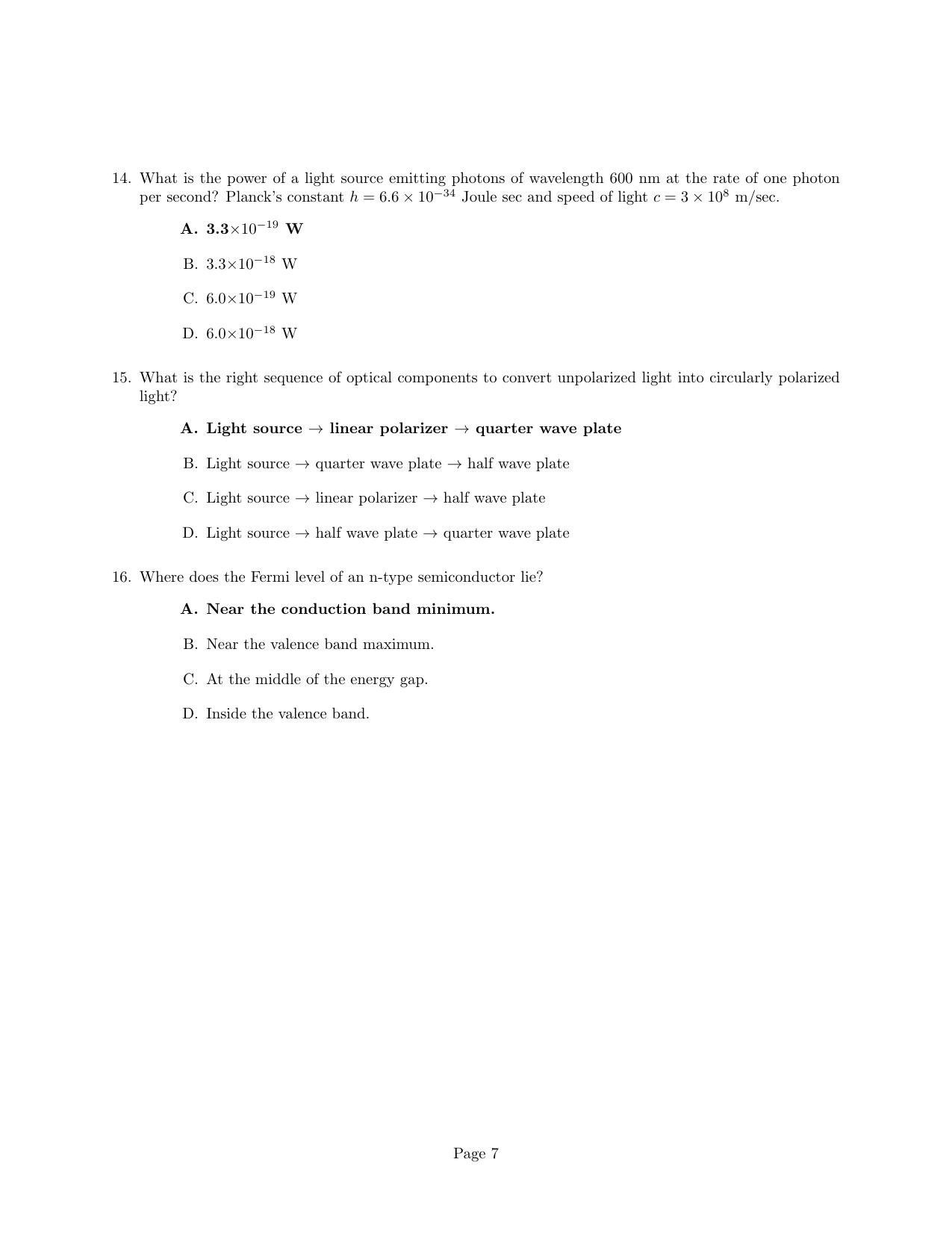 JEST 2024 Physics Question Paper with  Answer key - Page 7