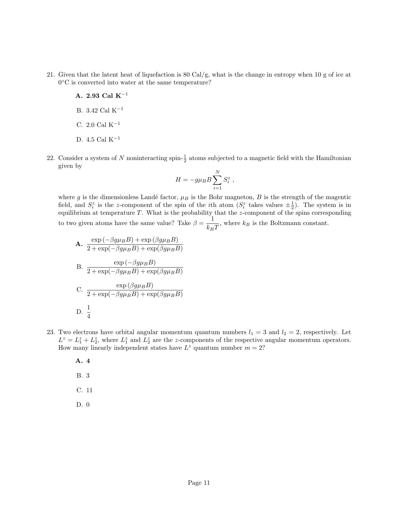 JEST 2024 Physics Question Paper with  Answer key - Page 11