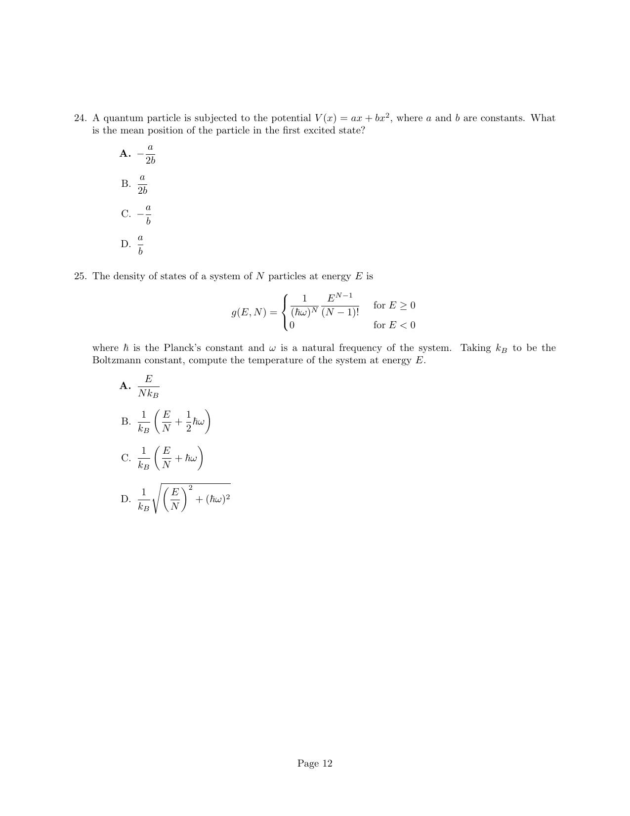 JEST 2024 Physics Question Paper with  Answer key - Page 12