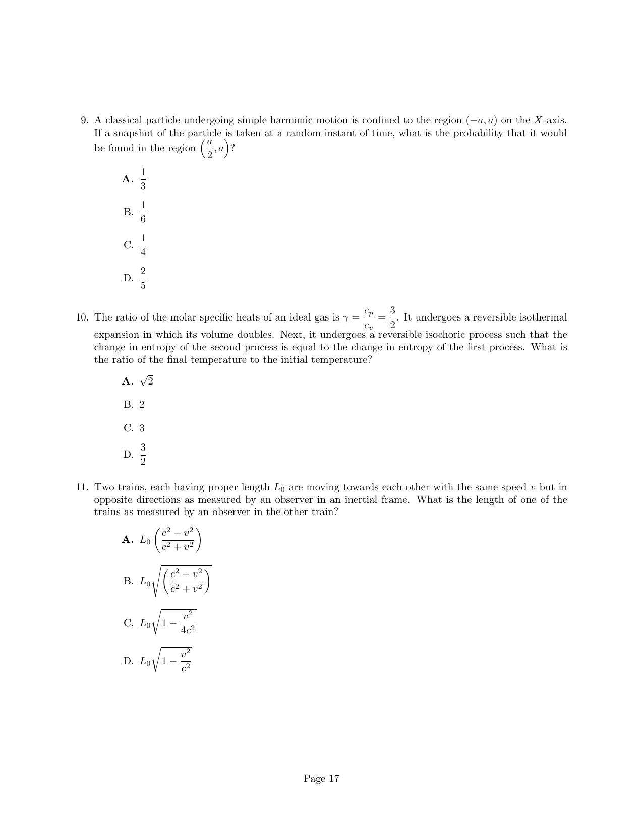 JEST 2024 Physics Question Paper with  Answer key - Page 17