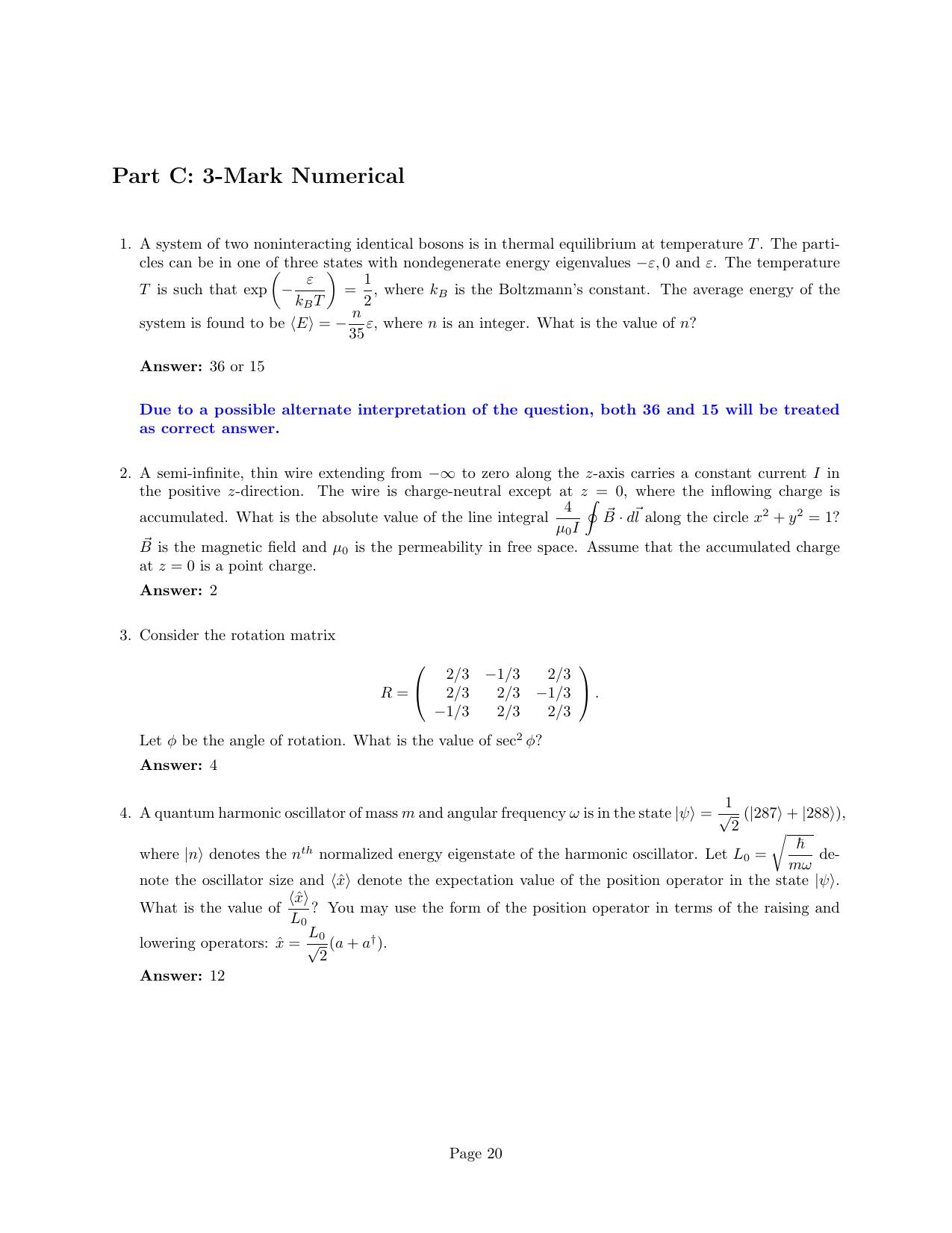 JEST 2024 Physics Question Paper with  Answer key - Page 20