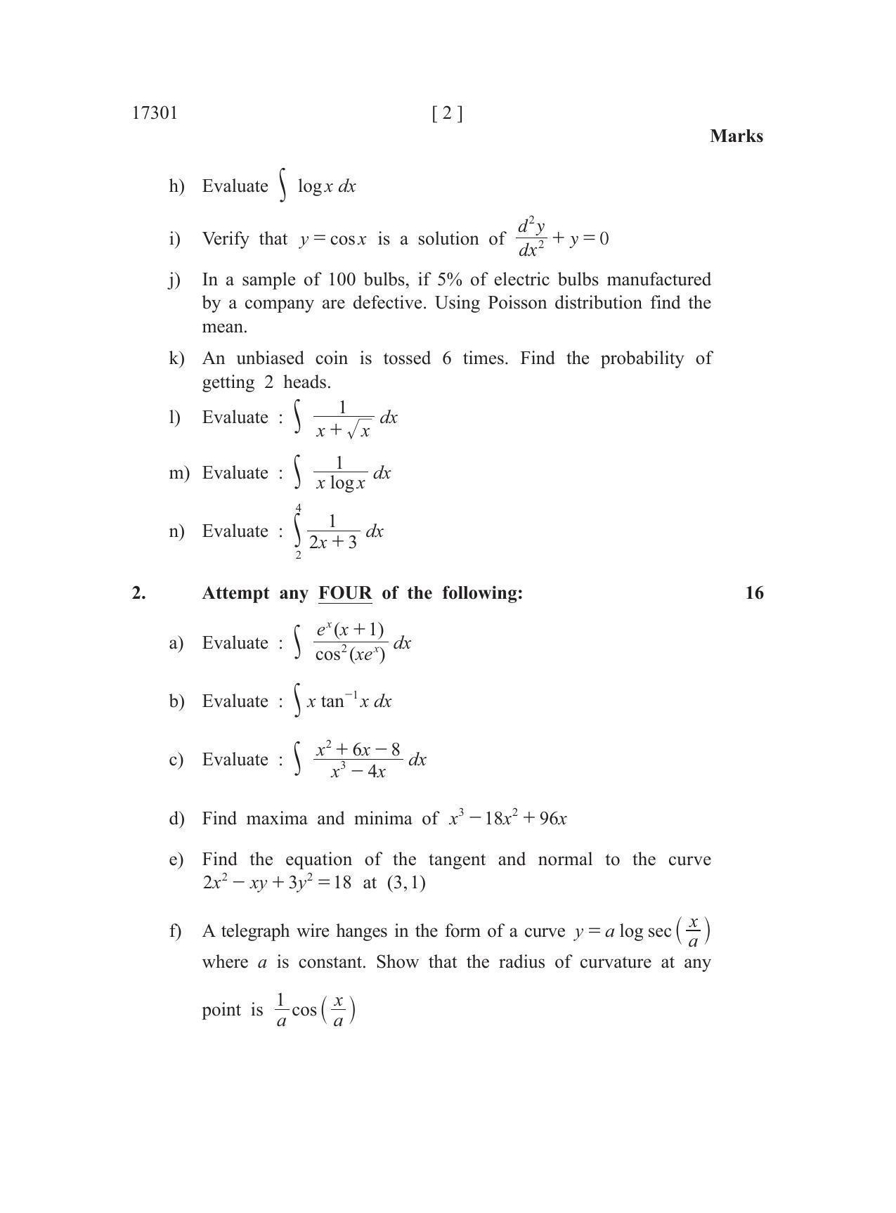 MSBTE Winter Question Paper 2019 - Applied mathematics - Page 2