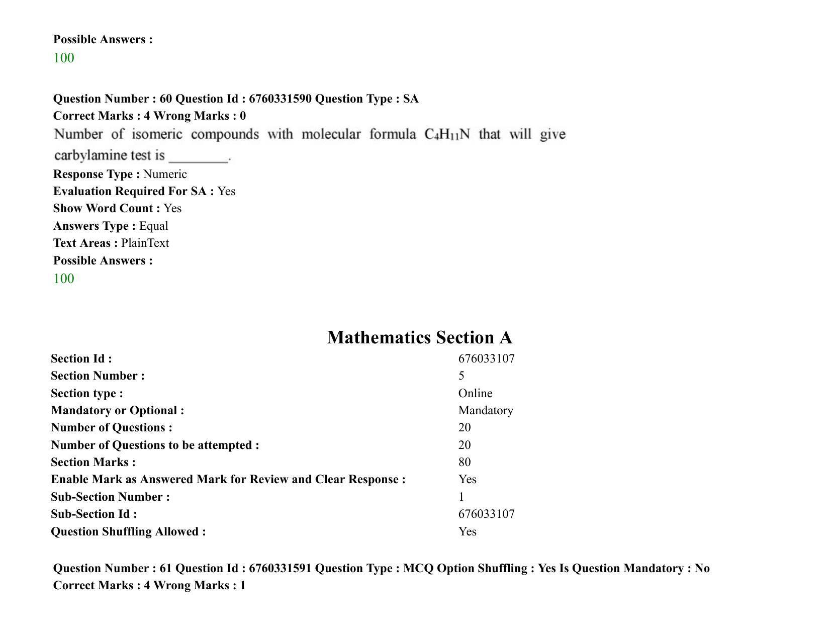 JEE Mains 2021: BTech (Shift 1) 04-08-2021 Question Paper - Page 38