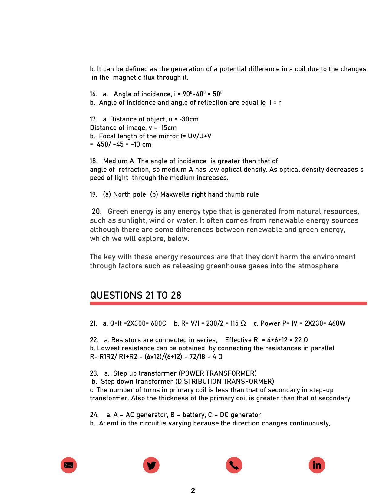 Kerala SSLC 2021 Physics (EM) Answer Key - Page 2