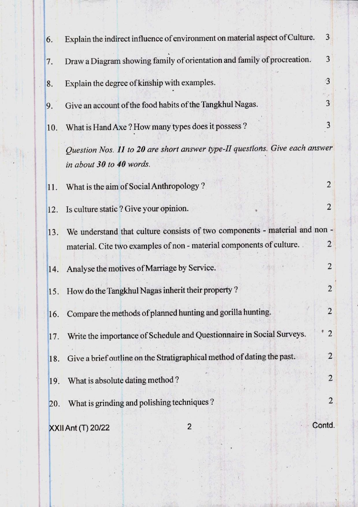 COHSEM 12th Question Papers 2022 Anthropology - Page 2