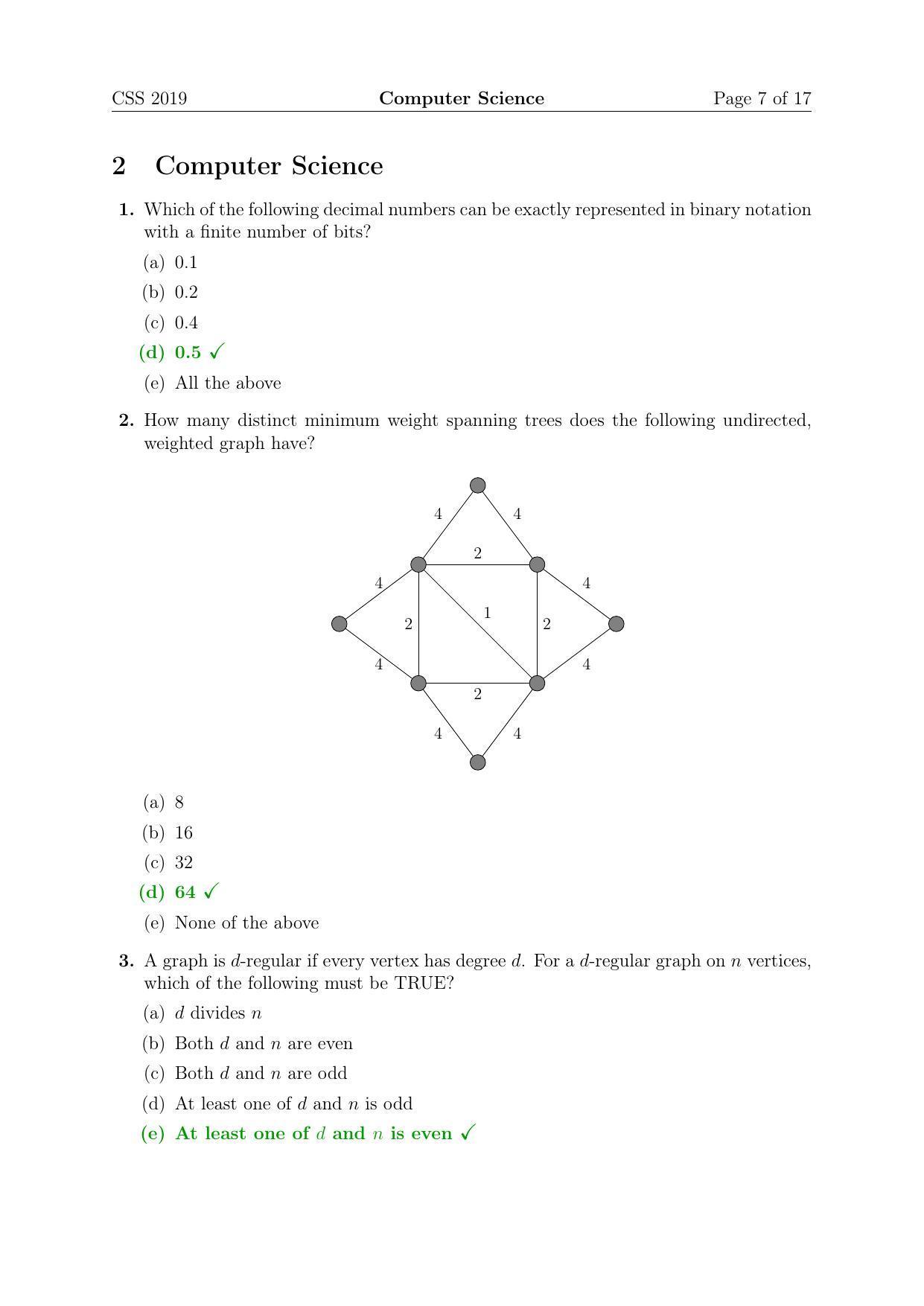 TIFR GS 2019 Computer & Systems Sciences Question Paper - Page 7