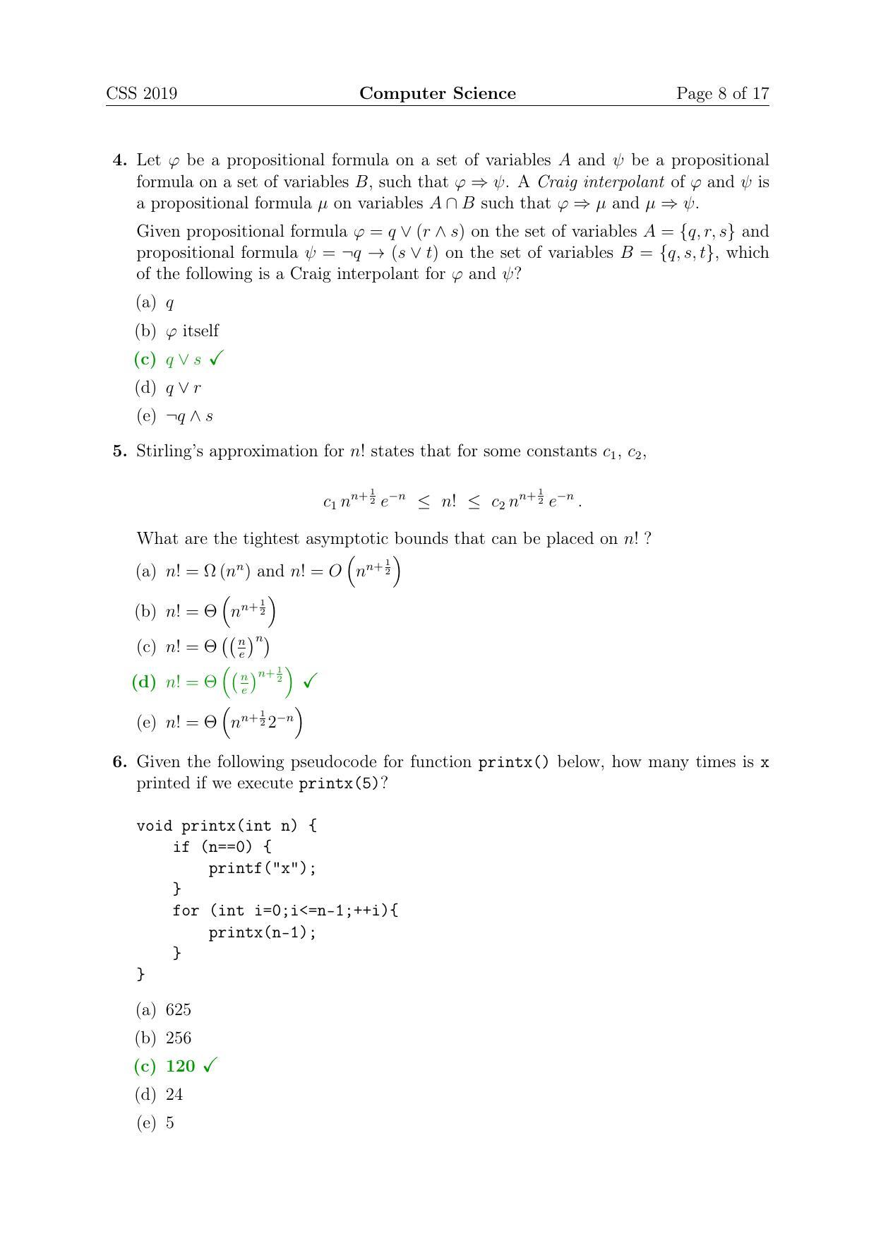 TIFR GS 2019 Computer & Systems Sciences Question Paper - Page 8