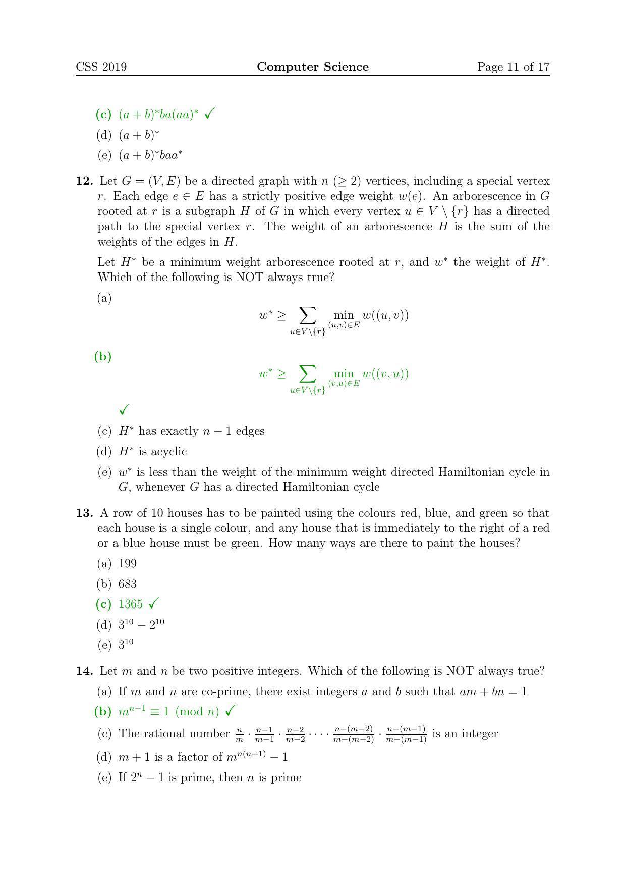 TIFR GS 2019 Computer & Systems Sciences Question Paper - Page 11