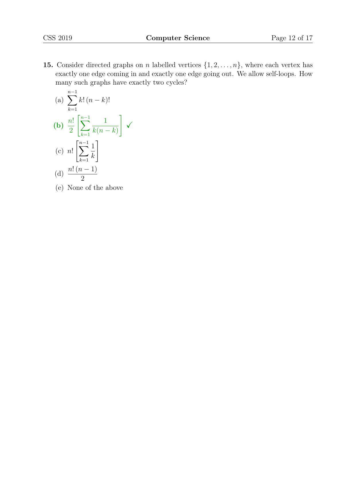 TIFR GS 2019 Computer & Systems Sciences Question Paper - Page 12