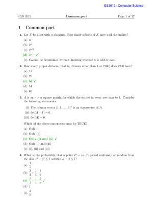 TIFR GS 2019 Computer & Systems Sciences Question Paper