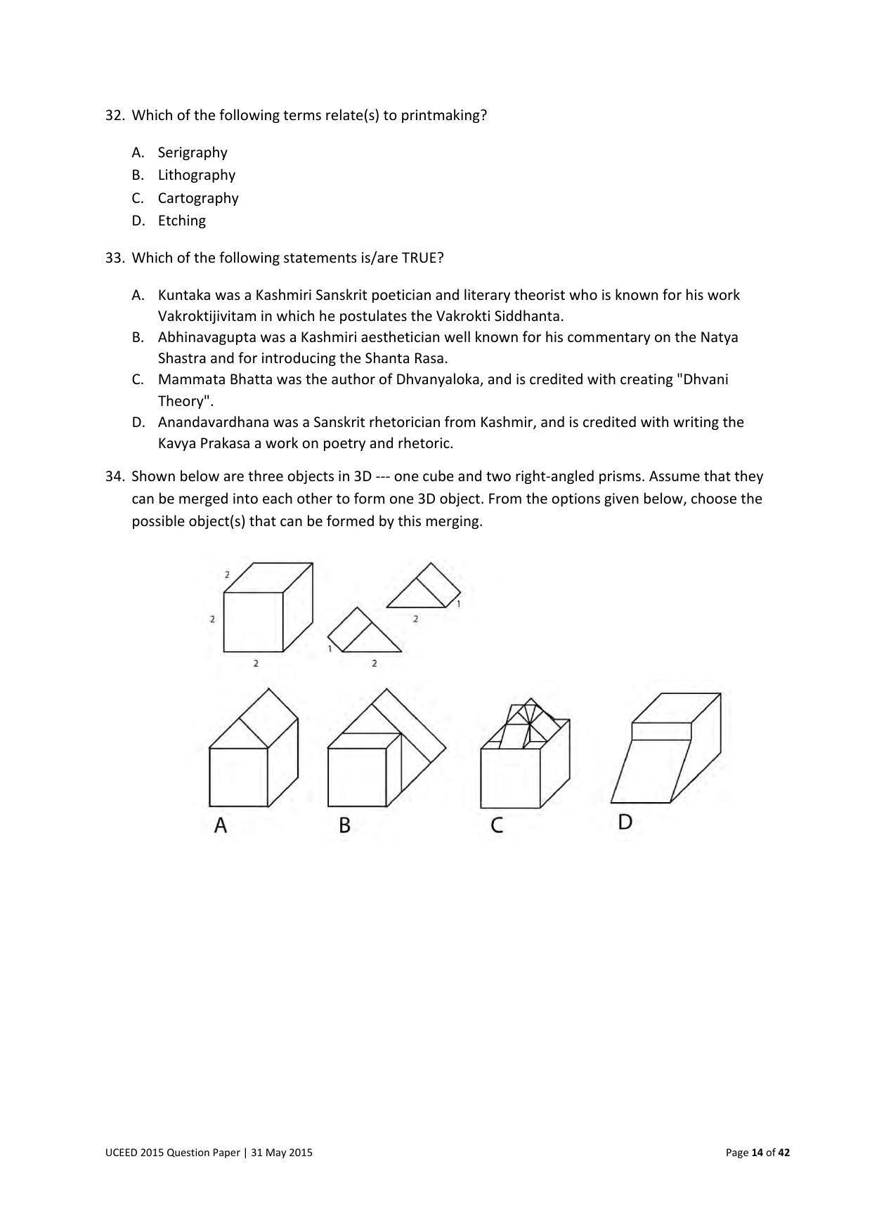UCEED 2015 Question Paper - Page 14