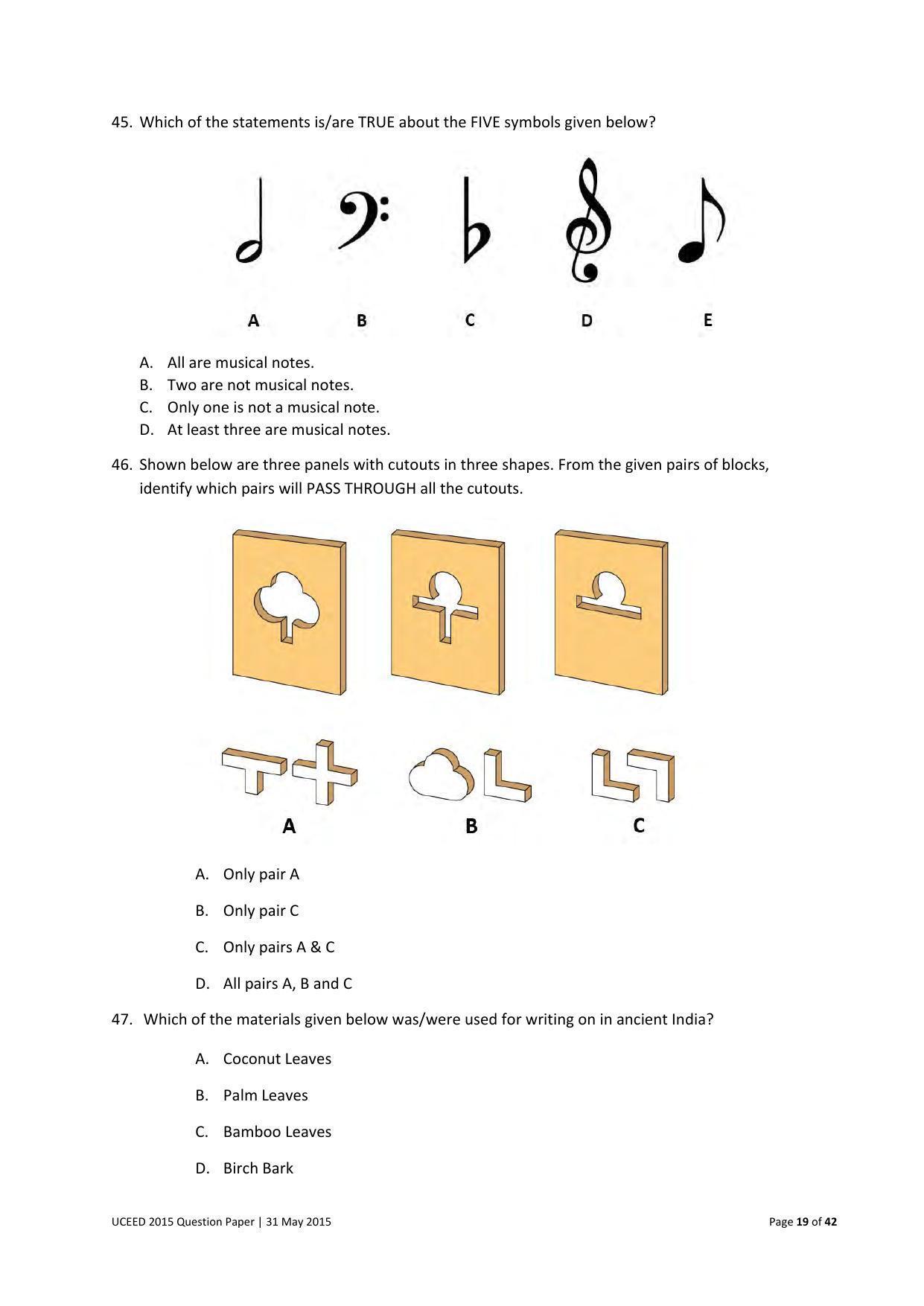 UCEED 2015 Question Paper - Page 19