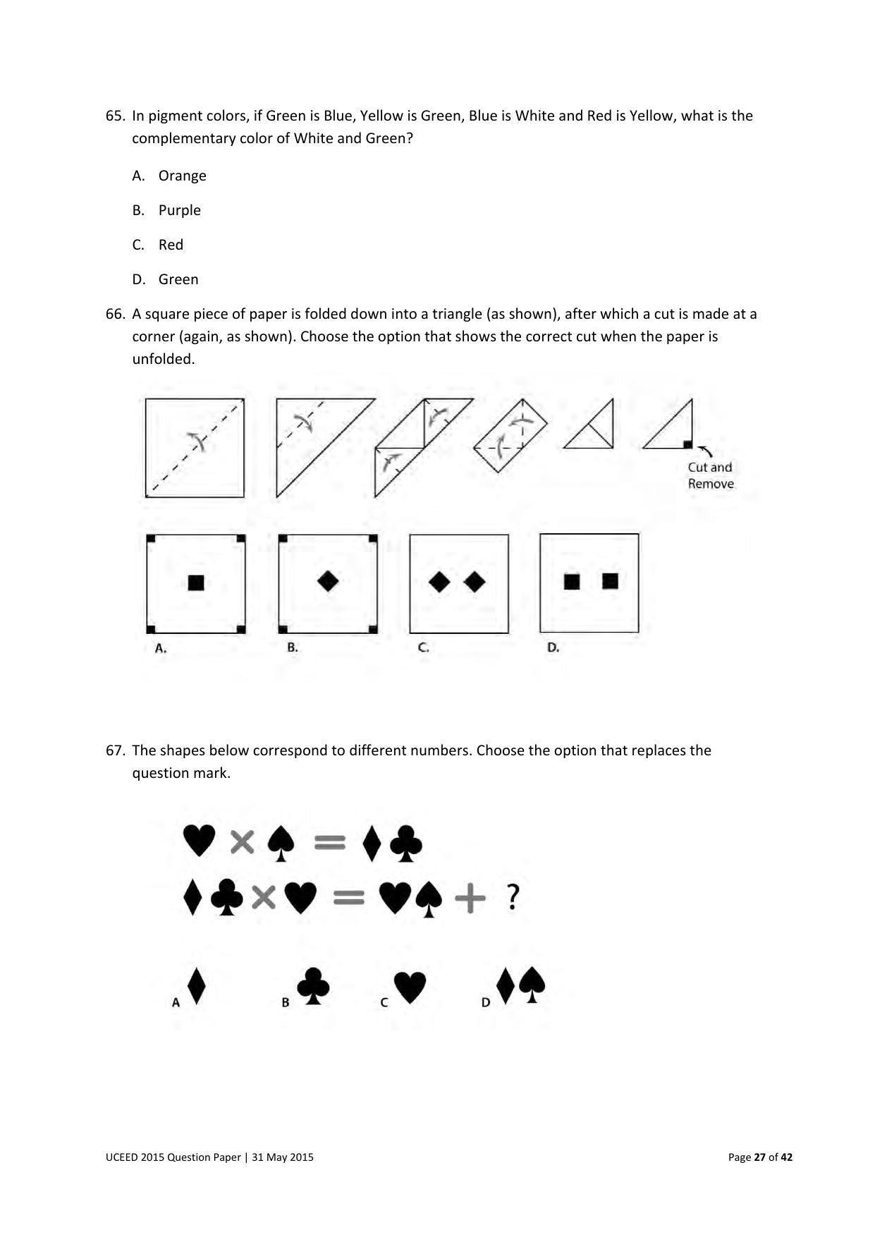 UCEED 2015 Question Paper - Page 27