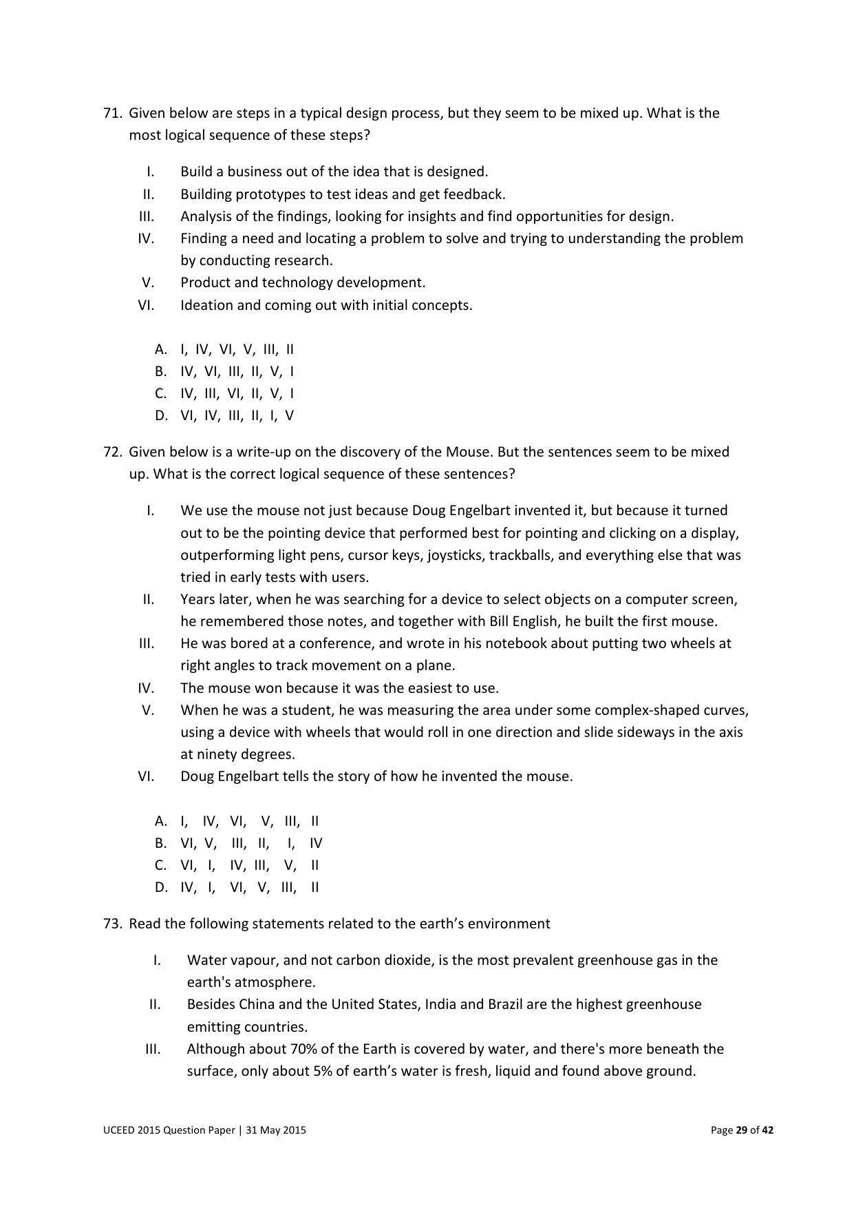 UCEED 2015 Question Paper - Page 29