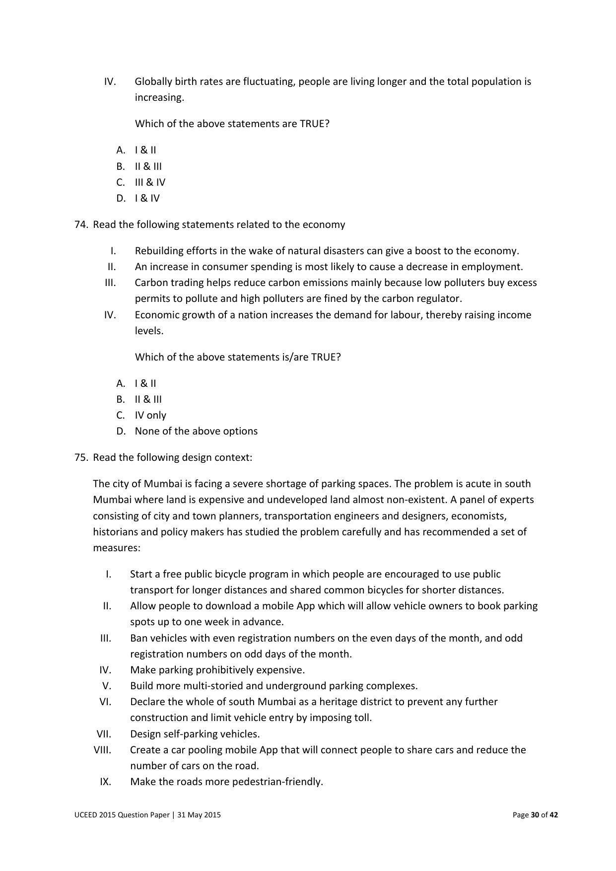 UCEED 2015 Question Paper - Page 30
