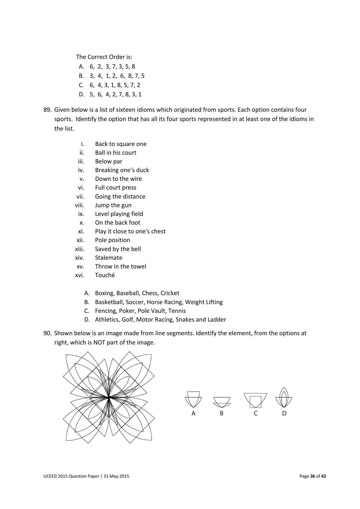 UCEED 2015 Question Paper - Page 36