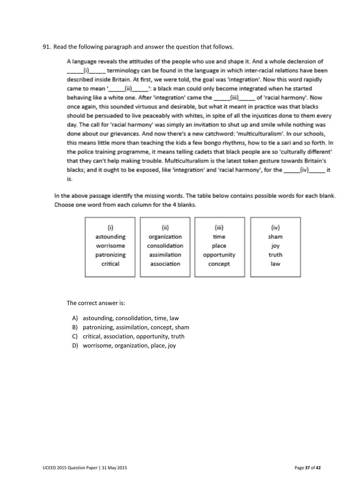 UCEED 2015 Question Paper - Page 37