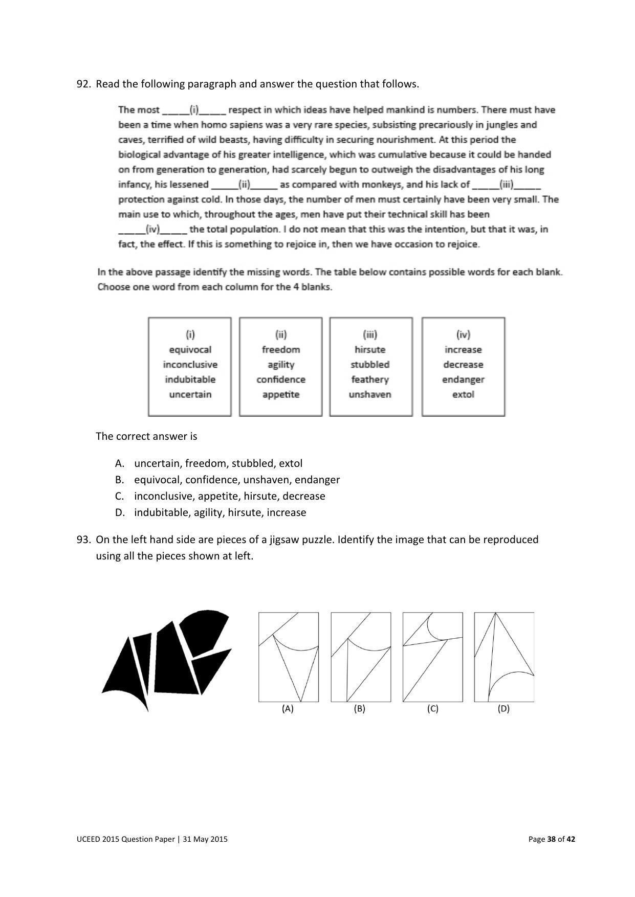 UCEED 2015 Question Paper - Page 38