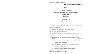Meghalaya Board (MBOSE) Class 11 Poultry Farming Paper III (theory) 2022 Question Paper