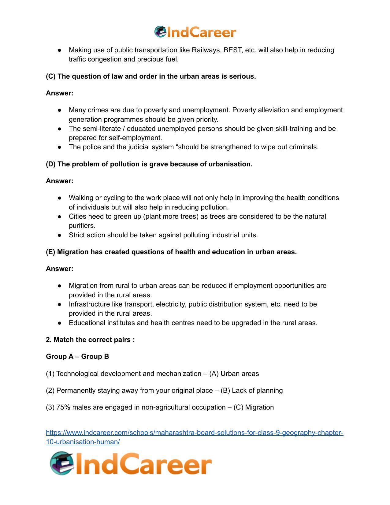 Maharashtra Board Solutions for Class 9- Geography: Chapter 10- Urbanisation Human - Page 3