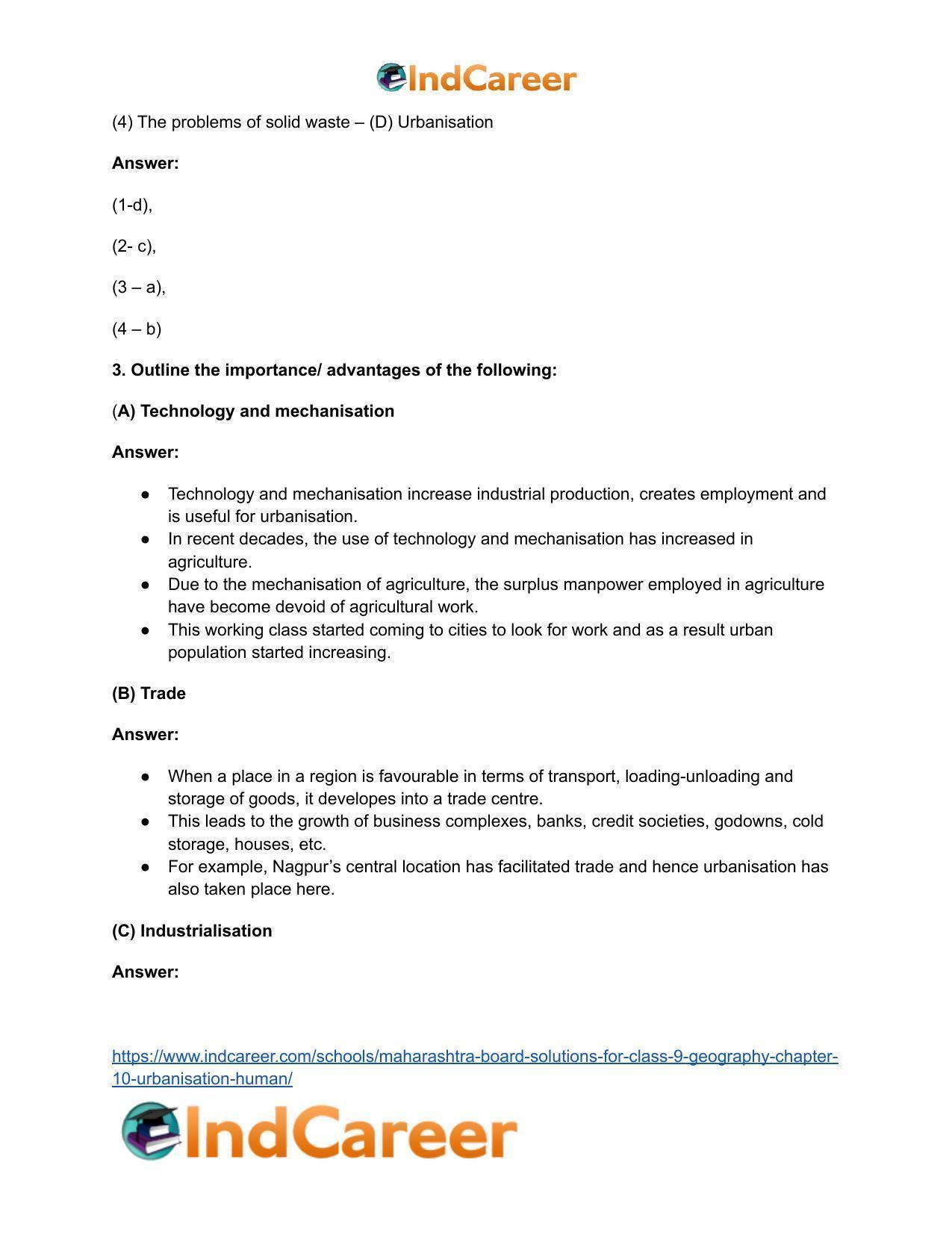 Maharashtra Board Solutions for Class 9- Geography: Chapter 10- Urbanisation Human - Page 4