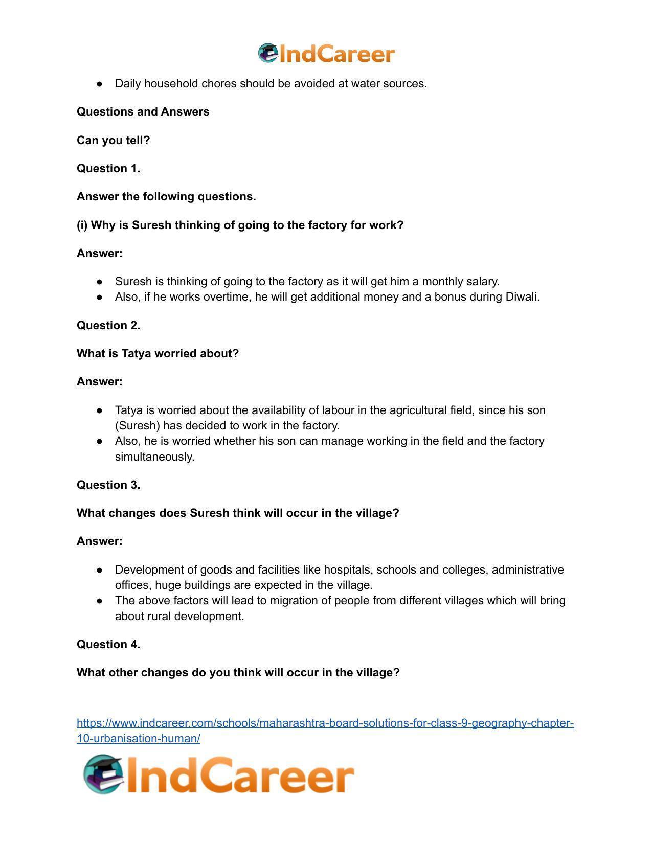 Maharashtra Board Solutions for Class 9- Geography: Chapter 10- Urbanisation Human - Page 12