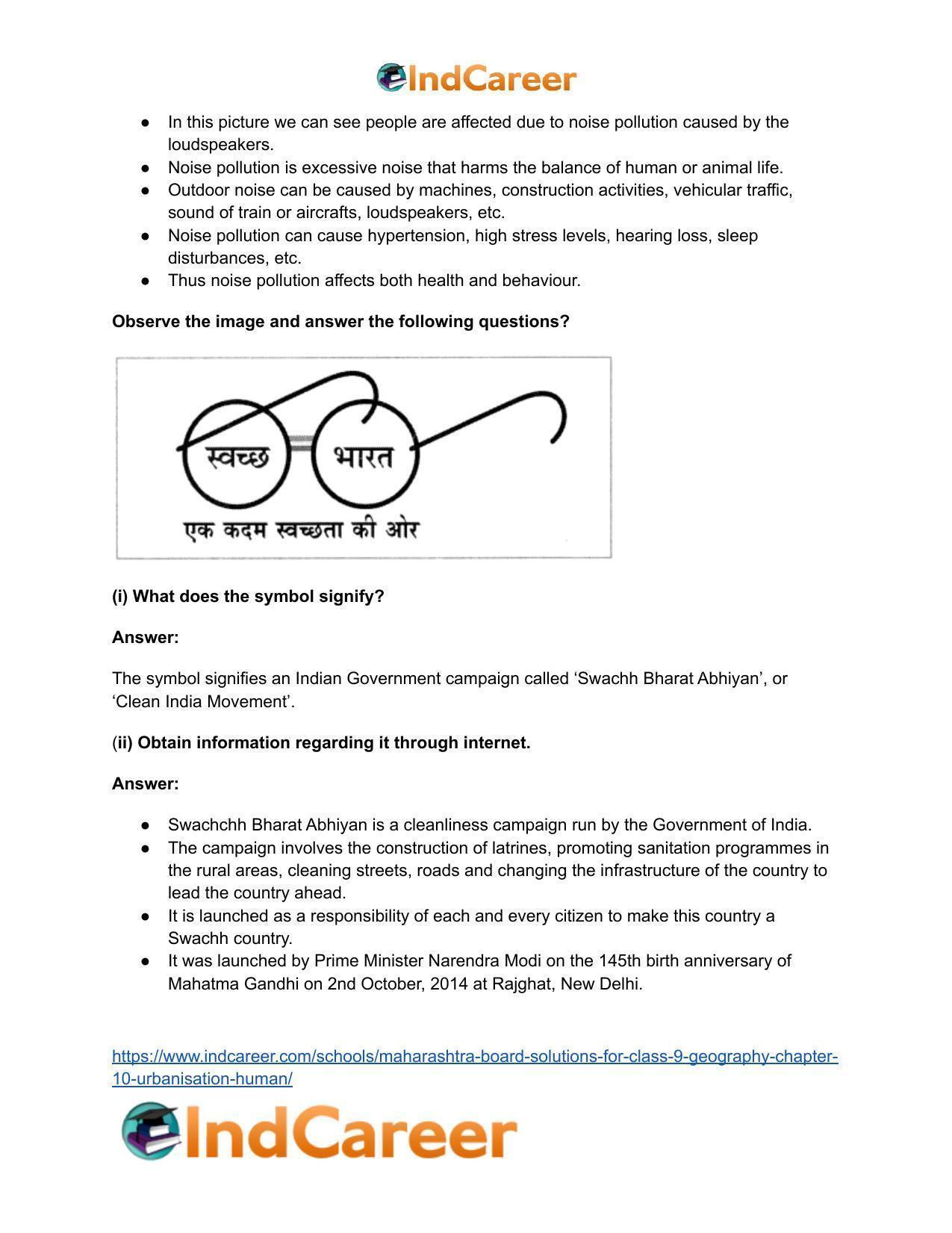 Maharashtra Board Solutions for Class 9- Geography: Chapter 10- Urbanisation Human - Page 18
