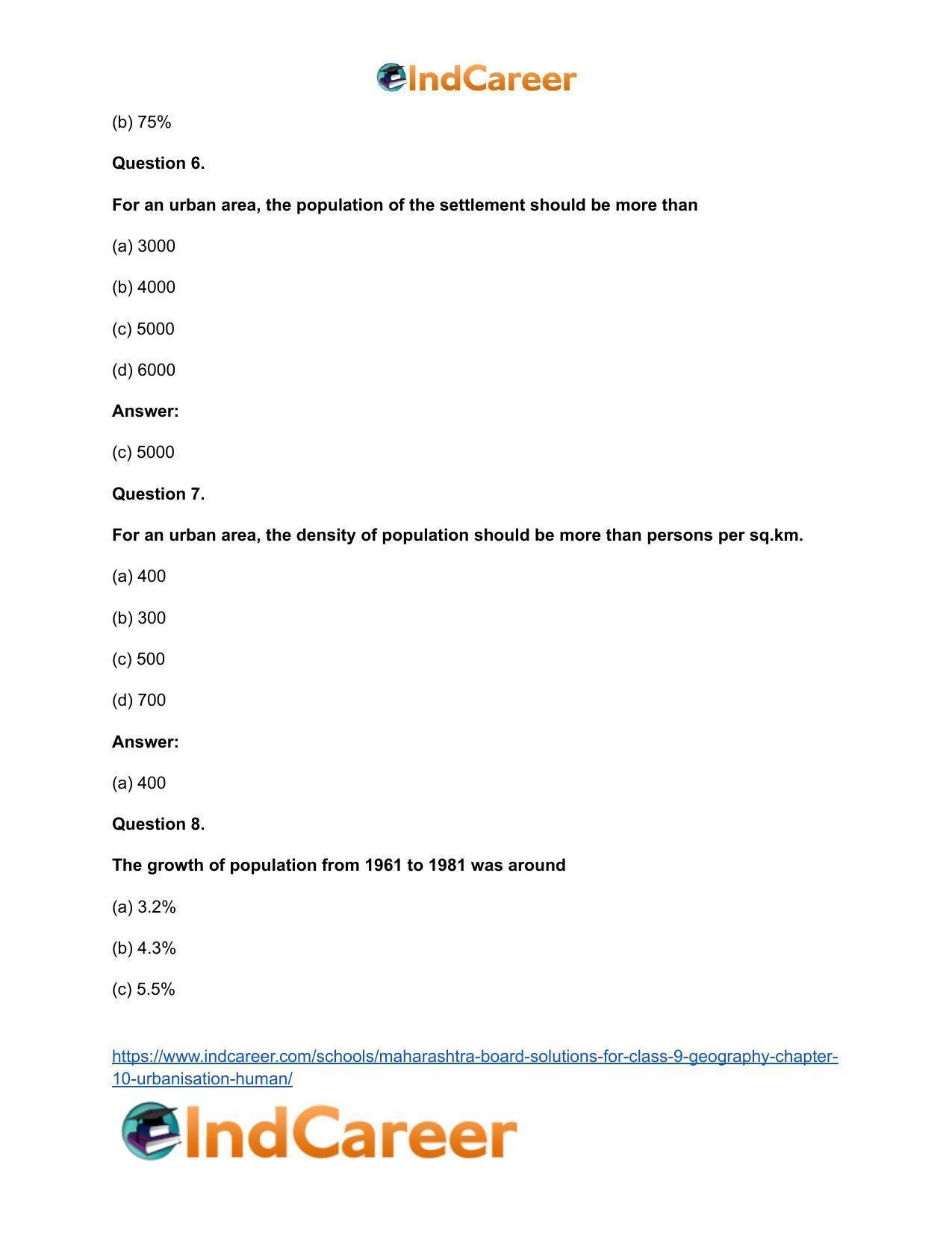 Maharashtra Board Solutions for Class 9- Geography: Chapter 10- Urbanisation Human - Page 24